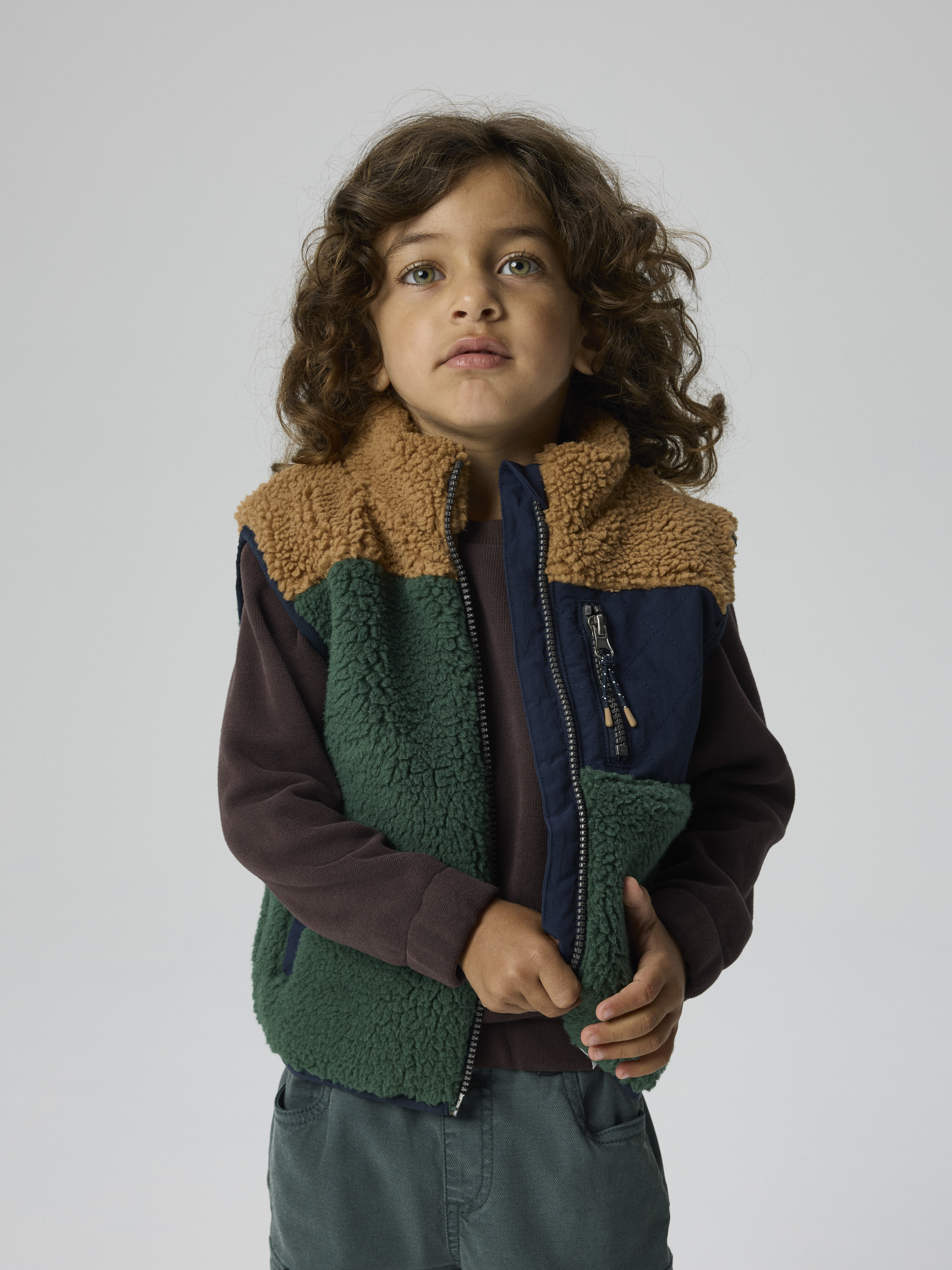 Name It Plüschweste "NMMMACEY TEDDY VEST BLOCK" Kunstfaser