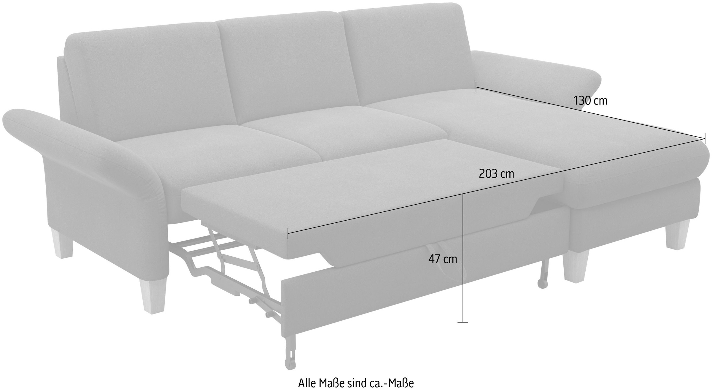 Home affaire Ecksofa »Rochelle«, wahlweise mit Armlverstellung, Klappbett mit Rollen & Bettkasten
