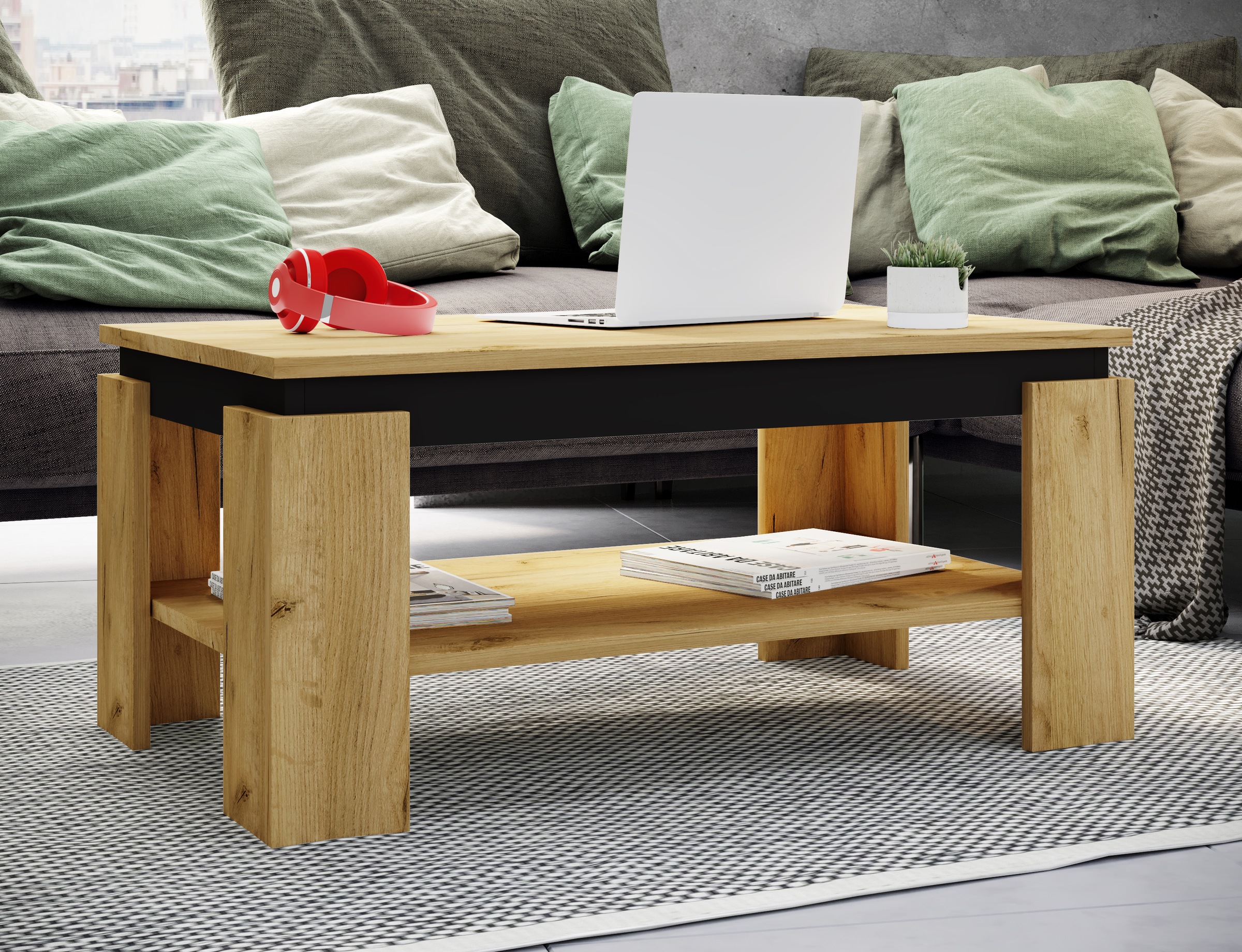 Thumbnail - VCM Couchtisch "Holz Sofatisch Couchtisch Beistelltisch Rolas" 1 Stk. tlg.