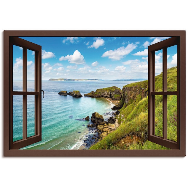Artland Wandbild »Küstenweg in Nordirland durchs Fenster«, Meer Bilder, (1  St.), als Alubild, Leinwandbild, Wandaufkleber oder Poster in versch. Größen  bestellen | BAUR
