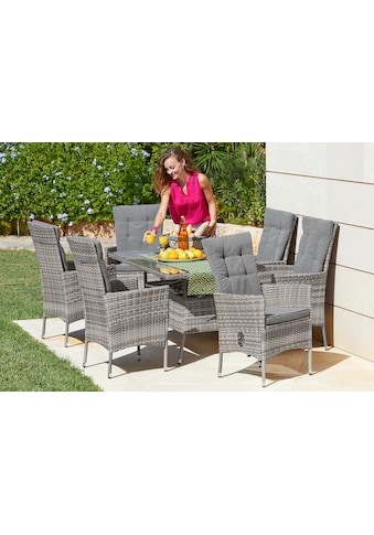 Garten-Essgruppe »Belluno«, (Set, 13 tlg., 6x Sessel, Tisch 150x80x 71,5 cm,...