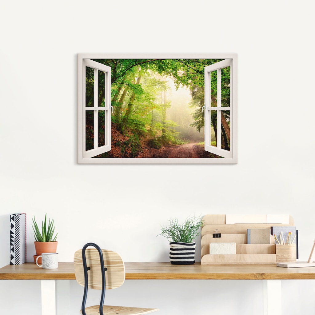 Artland Wandbild »Fensterblick Torbögen durch Bäume«, Wald, (1 St.)