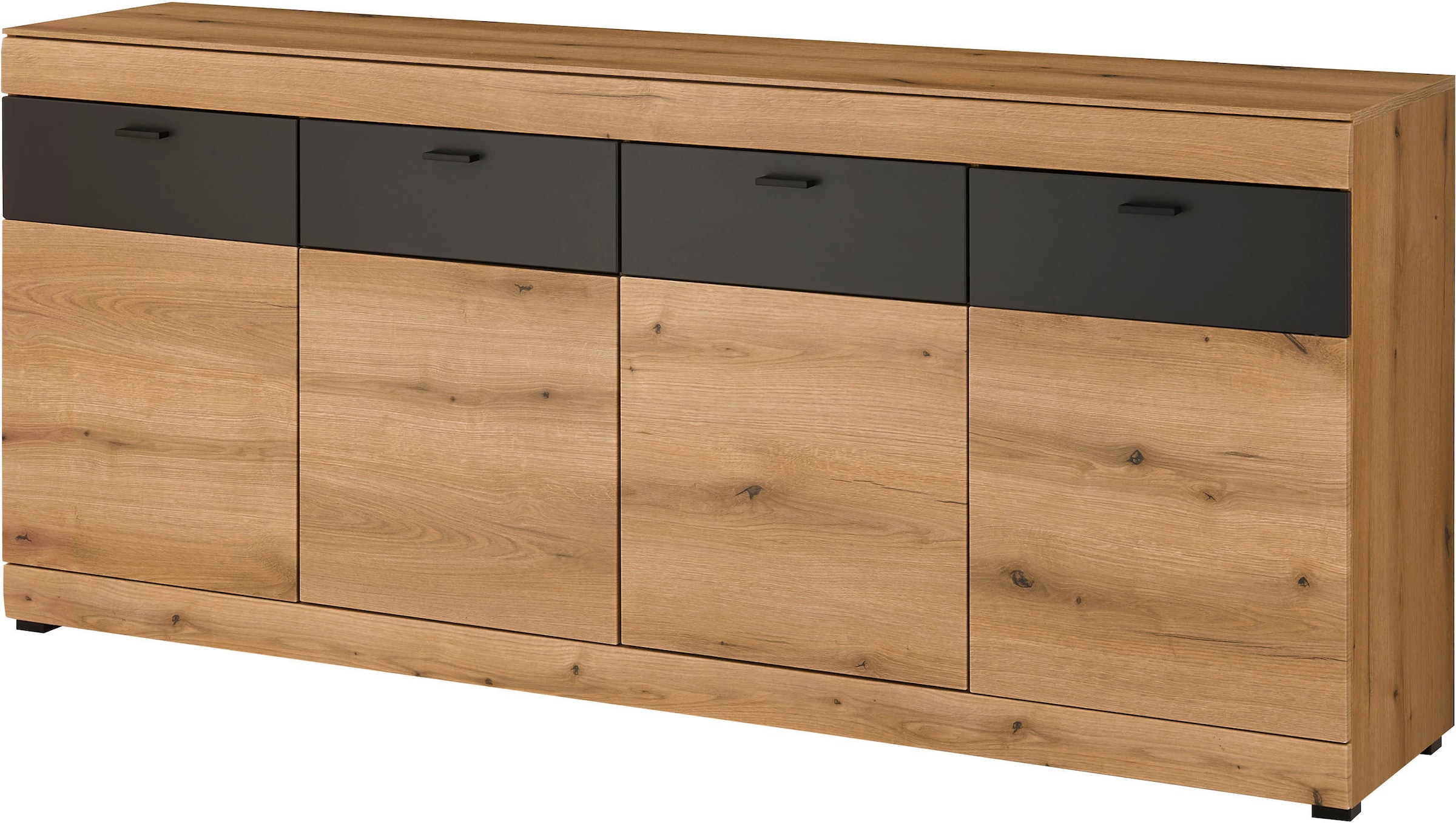 Home affaire Sideboard "Soleto, moderner Schrank, Kommode, 200 cm breit" zeitlos, schwarze Griffe aus Metall, ausreichend Stauraum