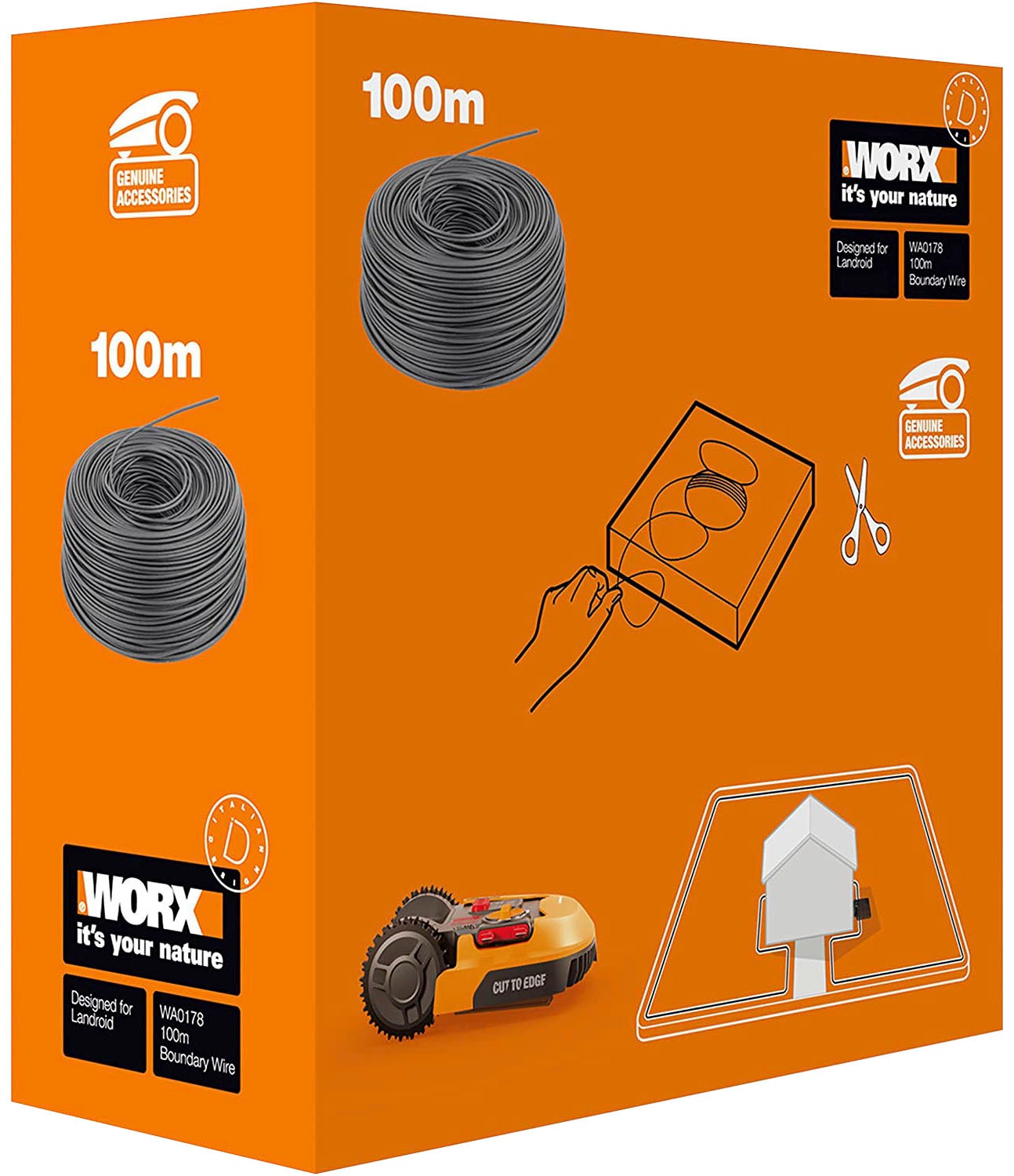 Worx Kabelverbinder-Sortiment »WA0178«, (1 tlg.), Begrenzungsdraht für Landroid Mähroboter, 100m
