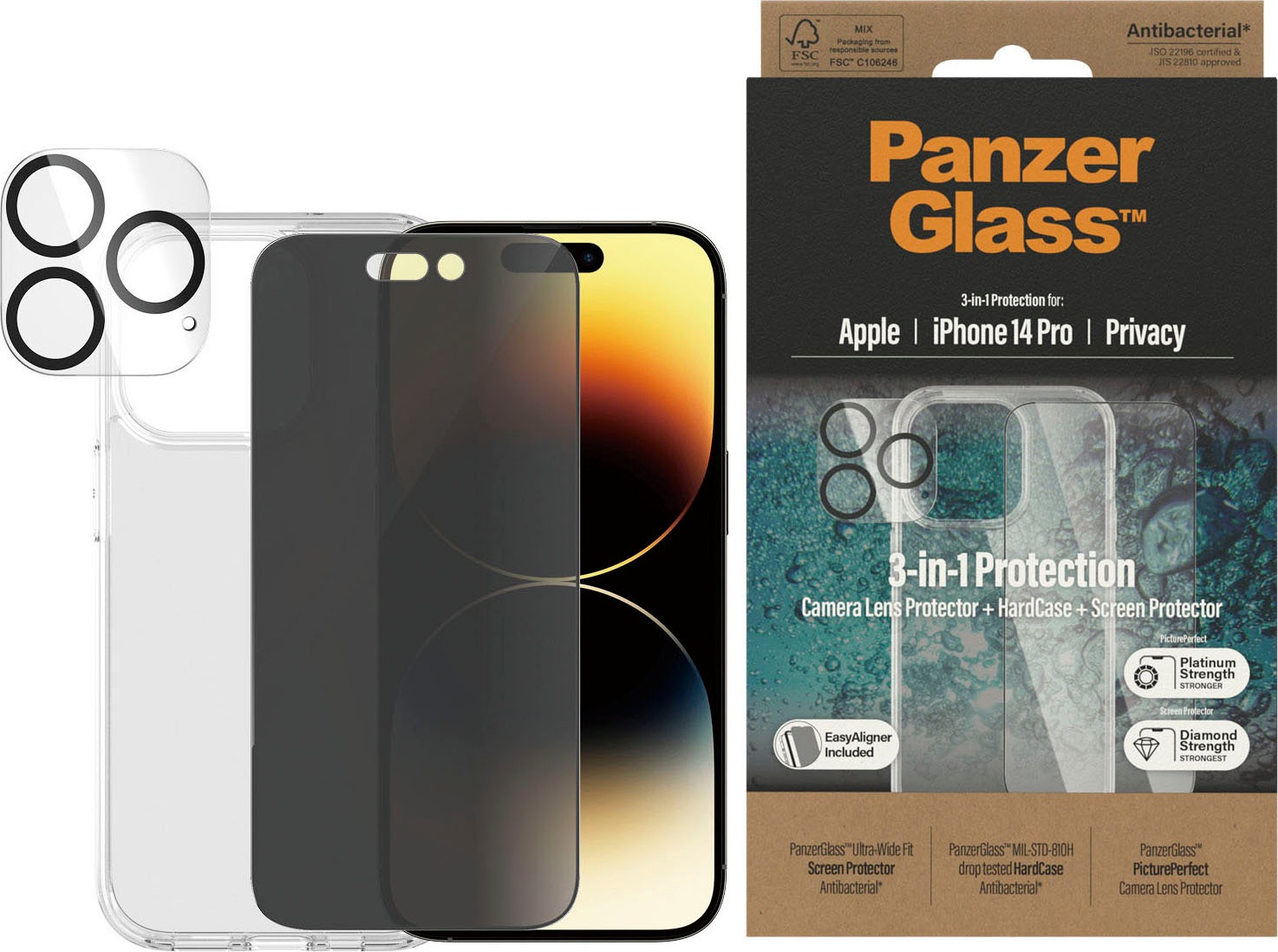 PanzerGlass Displayschutzglas »Set: Privacy Glass+Case - iPhone 14 6,1 Pro« kaufen