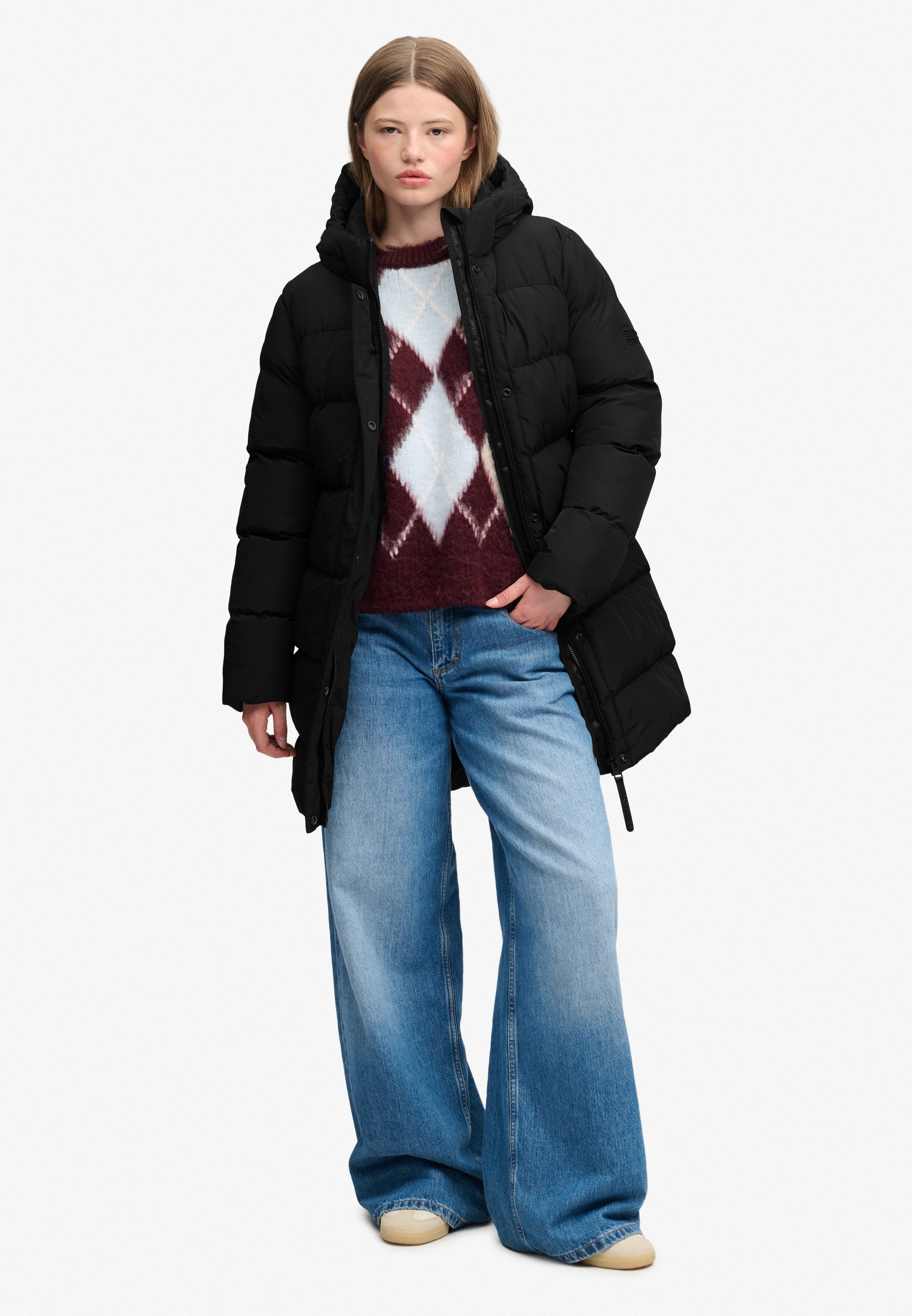 Superdry Steppjacke »HOODED SPORTS PUFFER MID JKT« Kunstfaser, relaxed fit