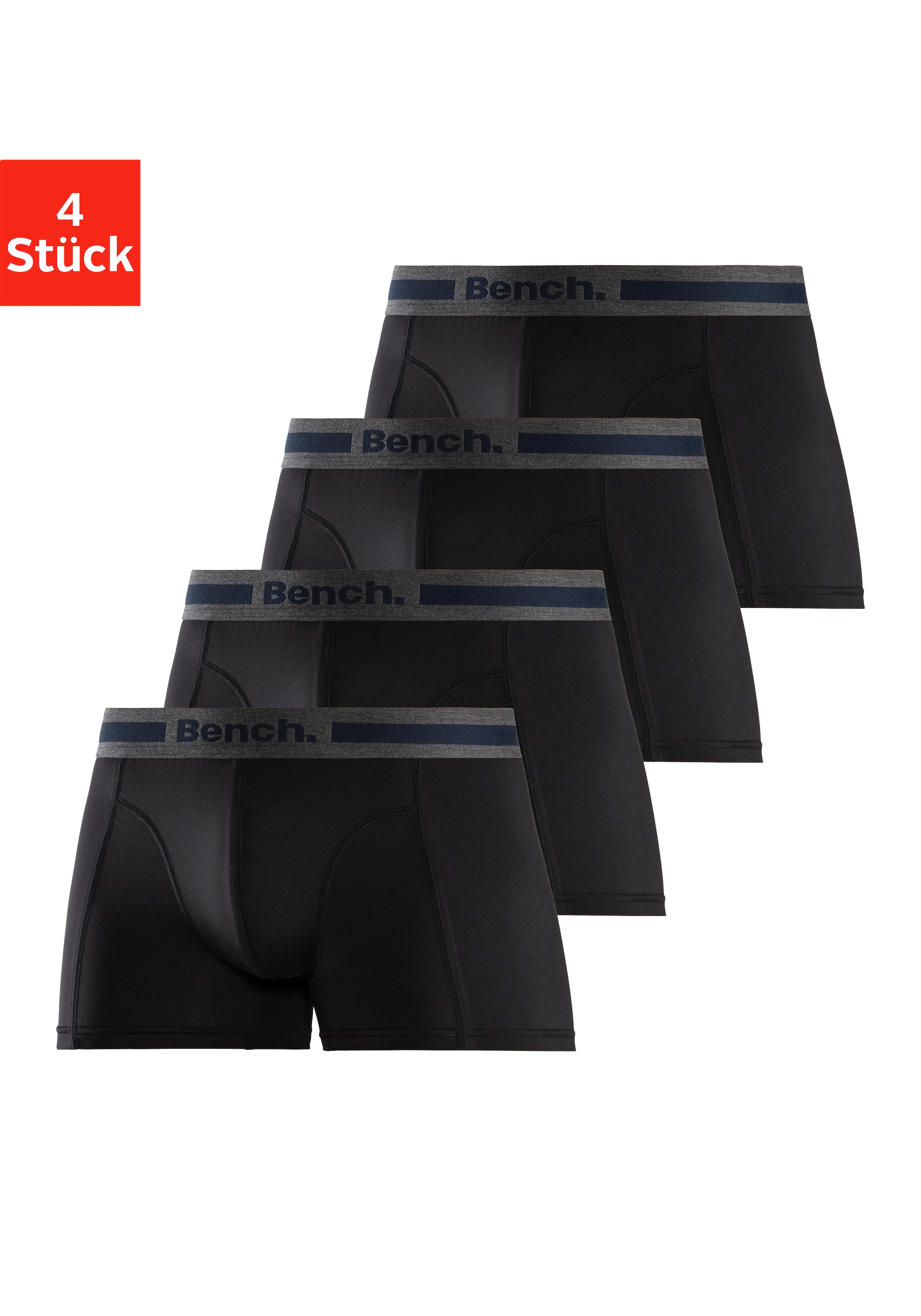 BENCH. Herren Boxer "Boxershorts für Herren", Gr. L, grau, Jersey, Obermaterial: 95% Baumwolle, 5% Elasthan, unifarben, Unterhosen, Unterhosen mit