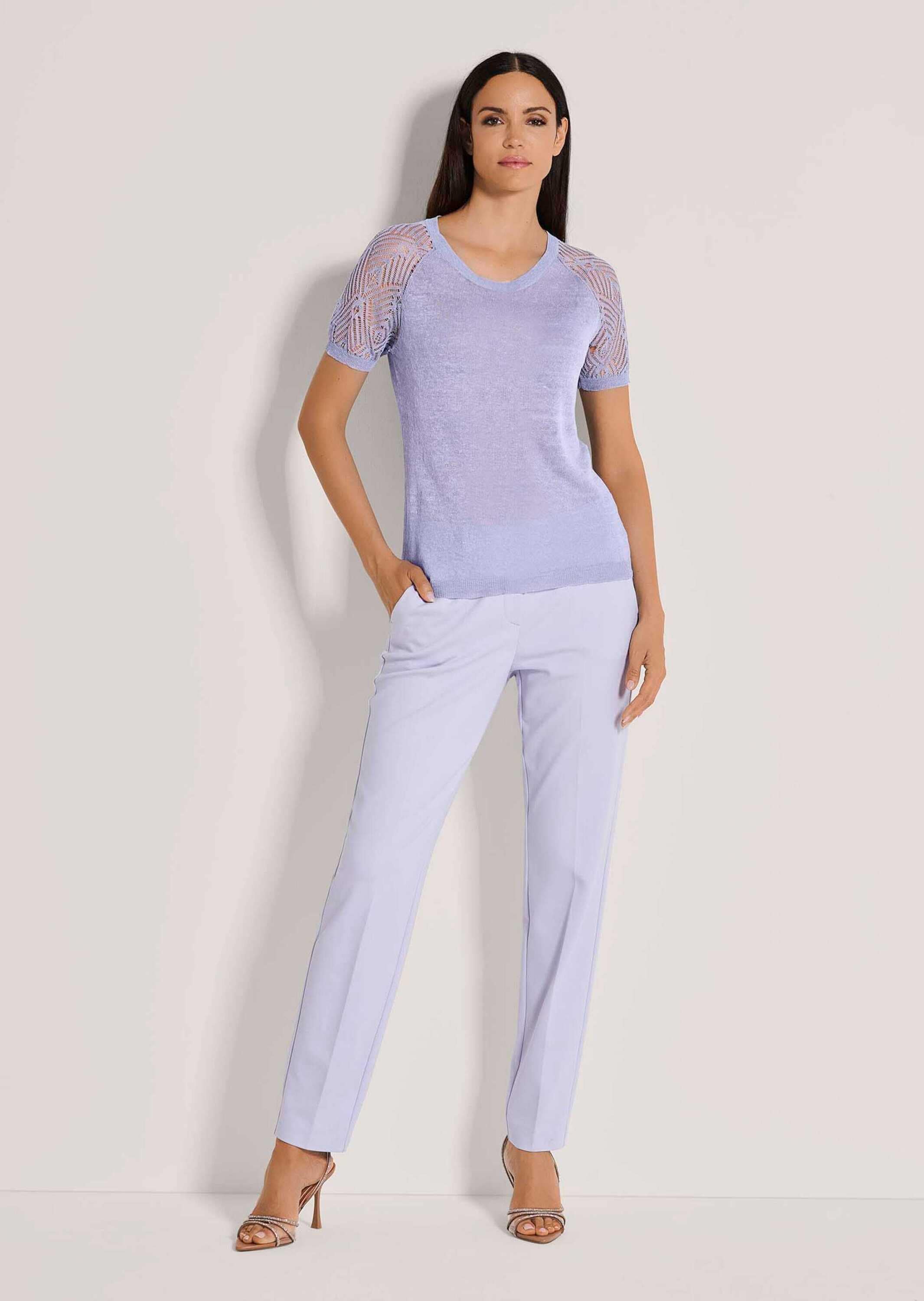 MADELEINE Longpullover »Pullover Rundhals-Pullover mit Ajour-Muster«