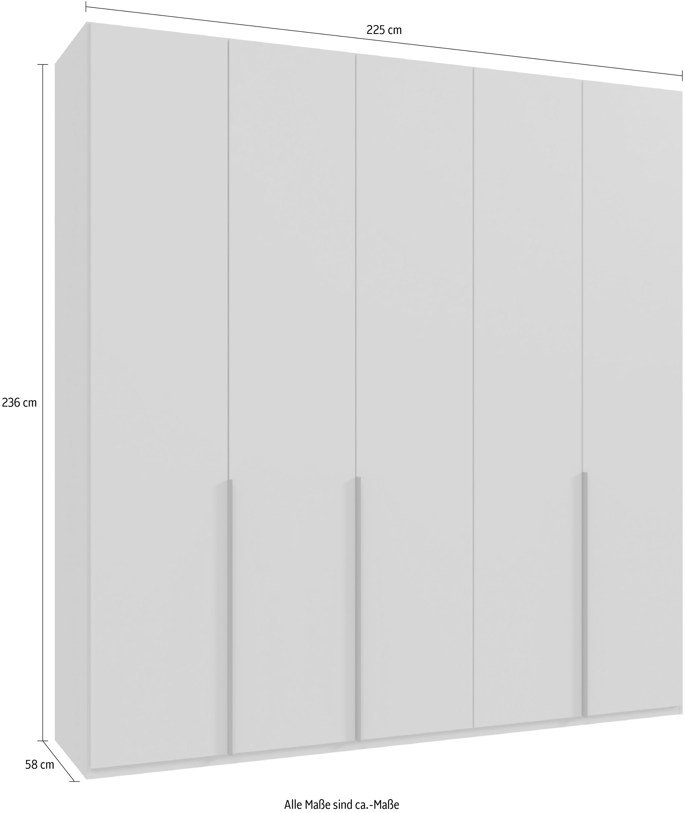 Wimex Kleiderschrank »Mugano, in 5 Breiten und 2 Höhen, Made in Germany«, (in Basic oder Premium Ausstattung mit 2 weiteren Einlegeböden), mit langen Griffstangen aus Metall, wahlweise mit oder ohne Spiegel