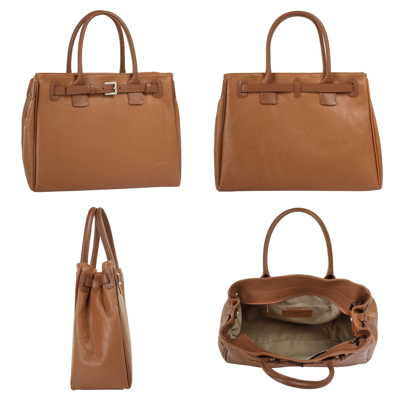 Cluty Henkeltasche, echt Leder, Made in Italy