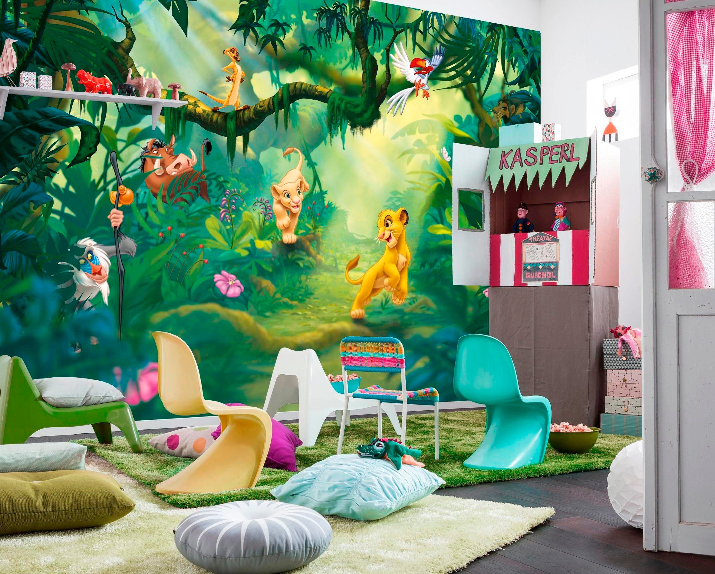 Komar Fototapete "Lion King Jungle - Größe 368 x 254 cm", bedruckt, Kinderzimmer