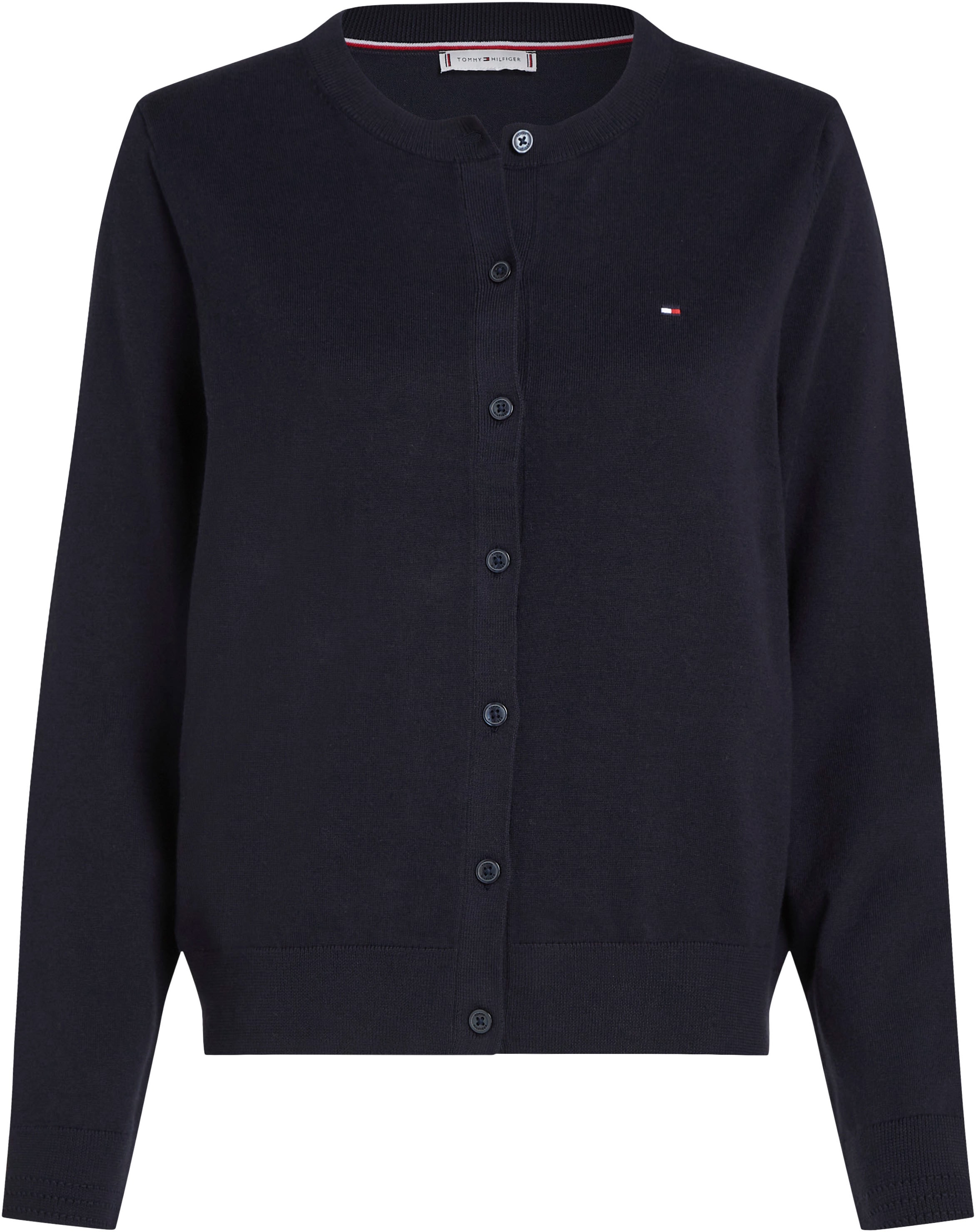 Tommy Hilfiger Strickjacke »CO JERSEY STITCH CARDIGAN«, mit Tommy Hilfiger Flagge