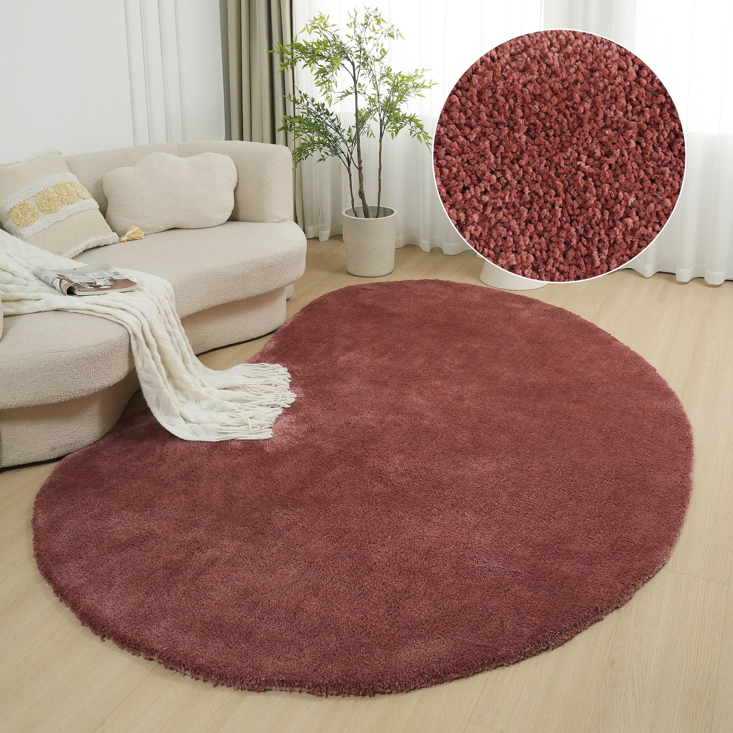 LeGer Home by Lena Gercke Hochflor-Teppich »Halrum, einfarbig, besondere Form, modern« U-förmig 25 mm Höhe organische Form, bean shape, kuschelig, Wohnzimmer, Schlafzimmer