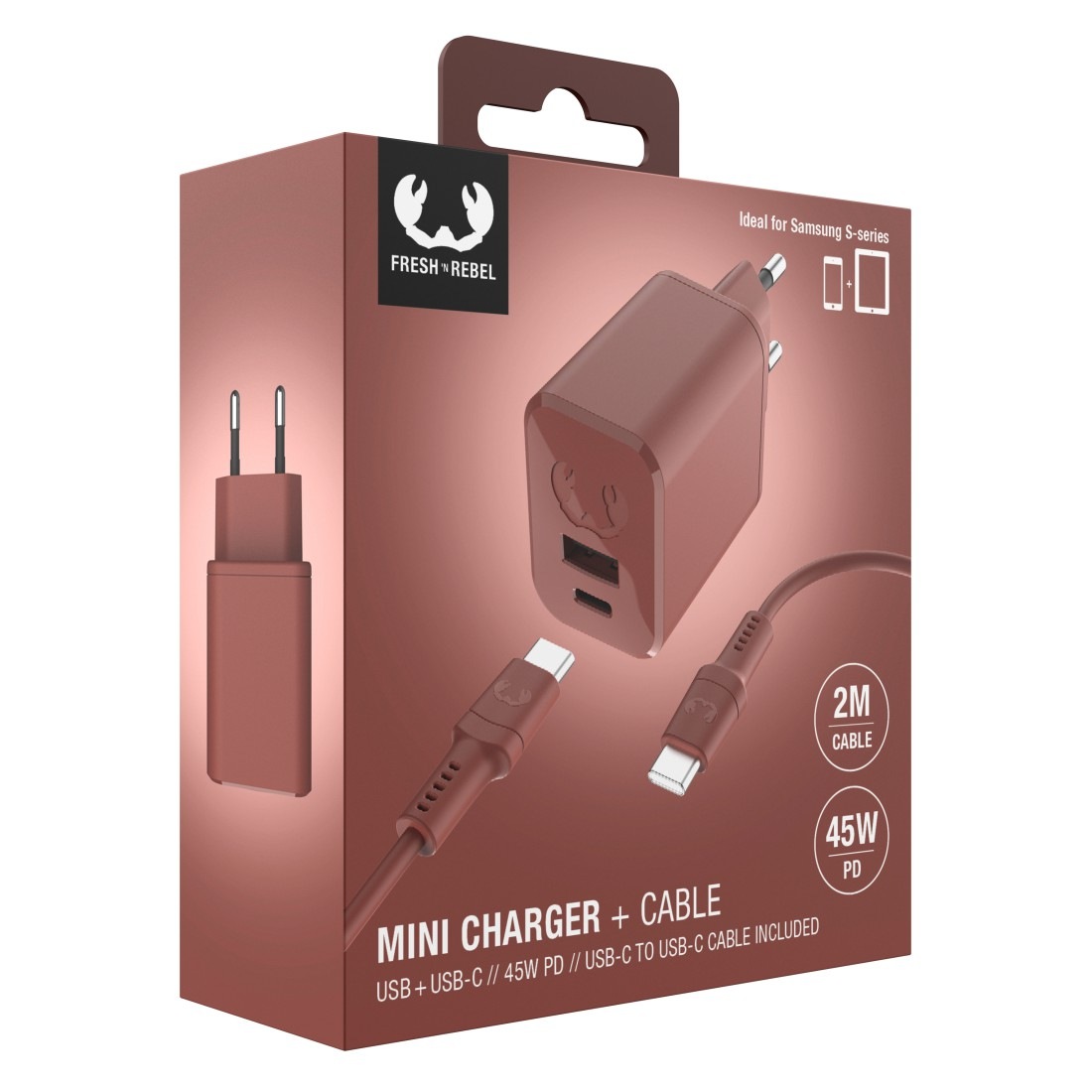 Fresh´n Rebel Schnelllade-Gerät »Mini-Charger USB-C- und USB-A, PD 45W, USB-C-Kabel 2m«, (2 St.)