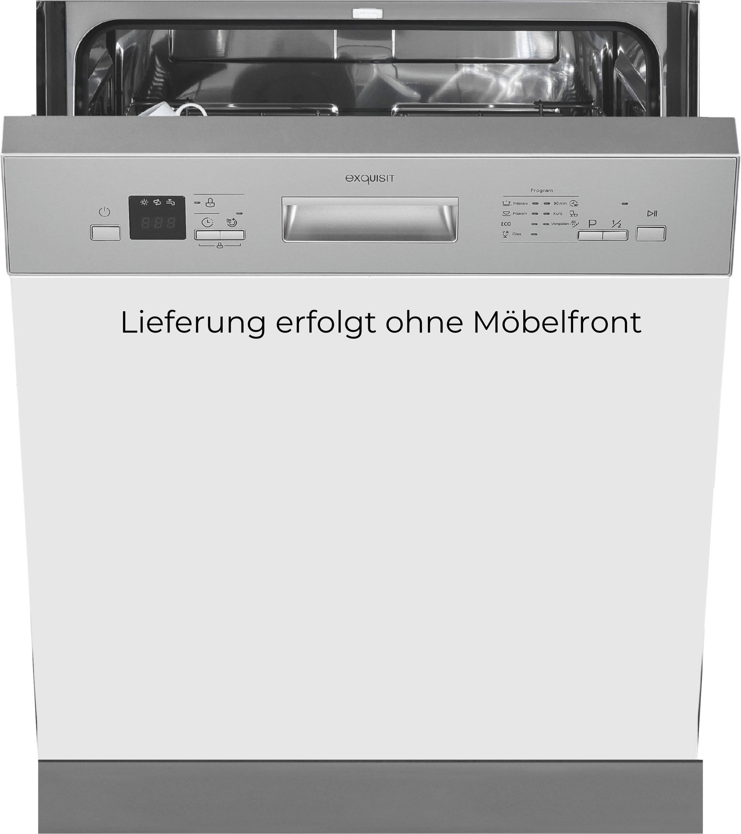 exquisit teilintegrierbarer Geschirrspüler 6312 "EGSP6312-EB-030E inox" 11 l 12 tlg. Maßgedecke 12 Maßgedecke & flüsterleise 49 dB – stark und angenehm ruhig