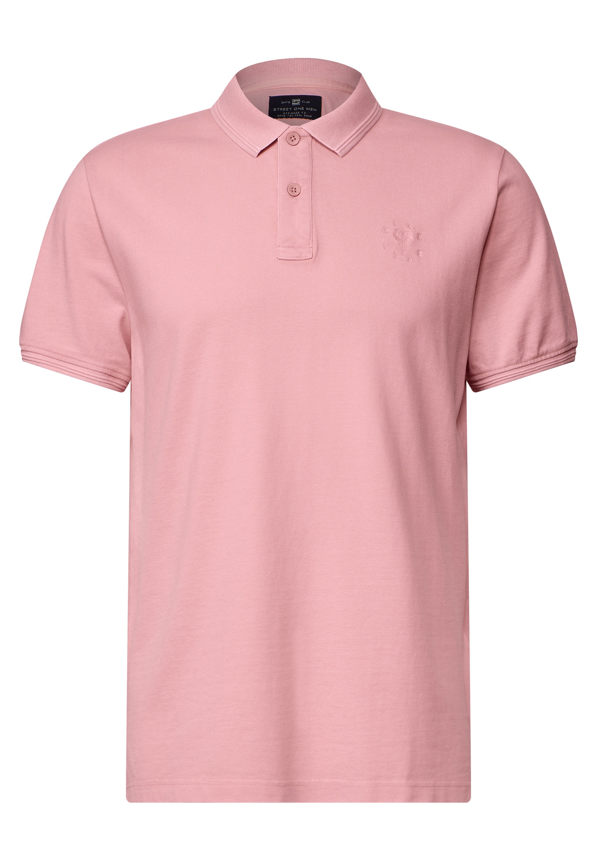 Poloshirt STREET ONE MEN, Herren, Gr. M (40), orange (pastel peach), Web, 100% Baumwolle, unifarben, normal normal, hoch geschlossener Ausschnitt, Bündchen, Shirts, mit Seitlichen Einschlitzen am Saum 3