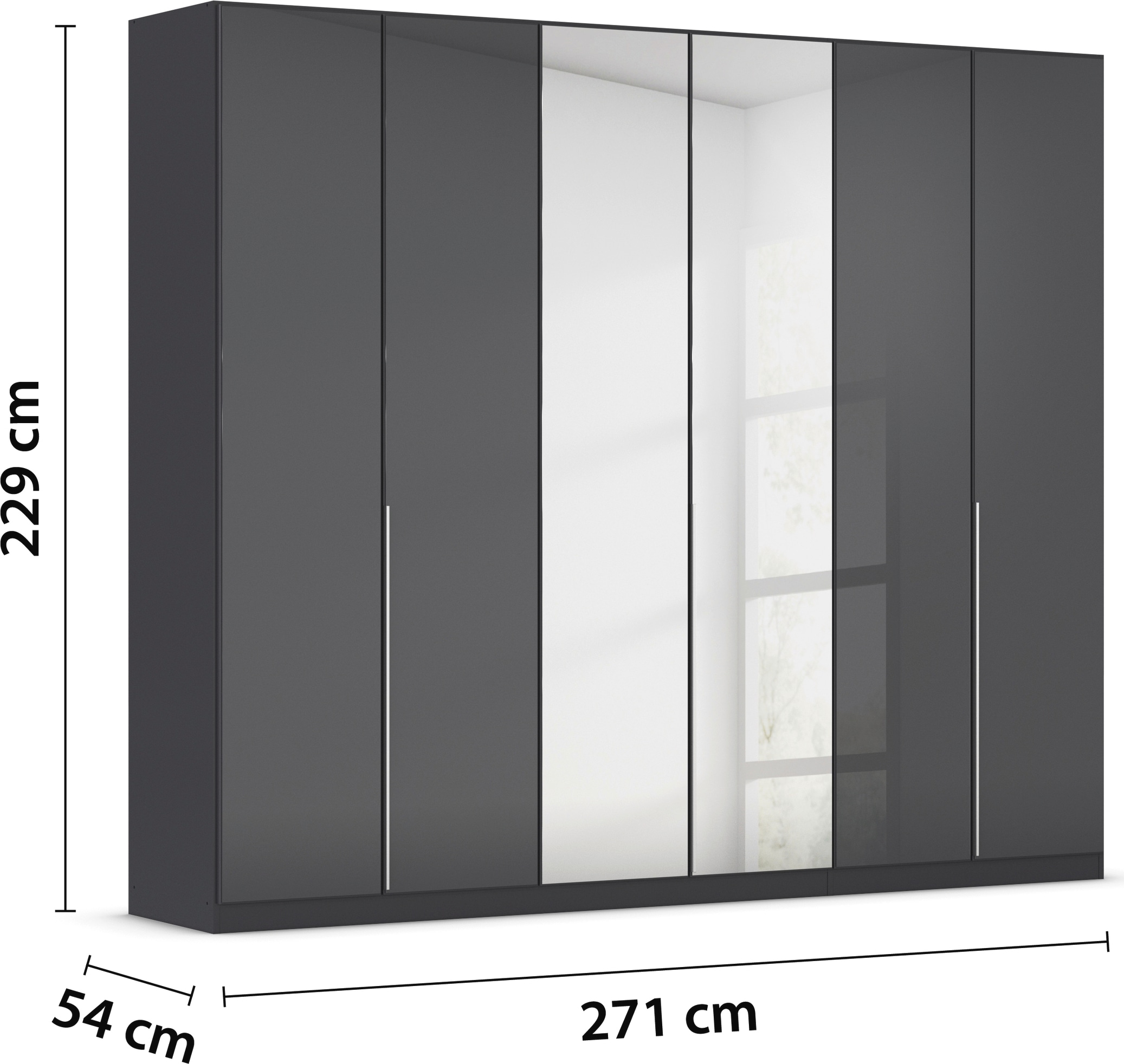 rauch Drehtürenschrank »Kleiderschrank Kleiderschränke Schrank Garderobe AGORDO mit Glasfront«, (in zwei Griff-Farben), durchdachte Innenausstattung, in 6 Breiten und 2 Höhen MADE IN GERMANY