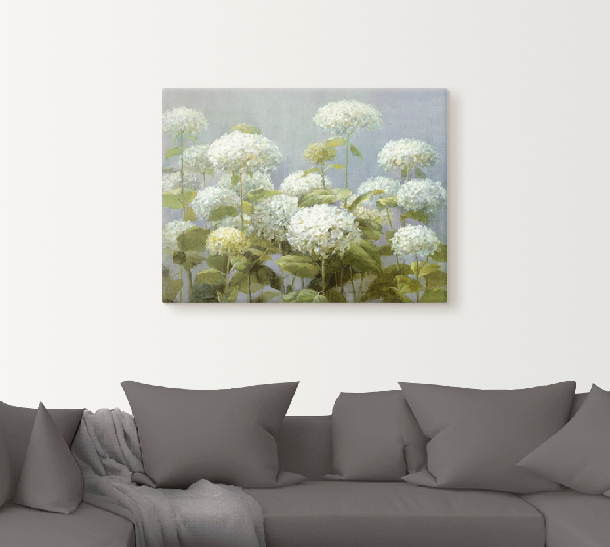 Artland Wandbild "Weißer Hortensien Garten" Blumen 1 Stk. tlg. als Leinwand günstig online kaufen