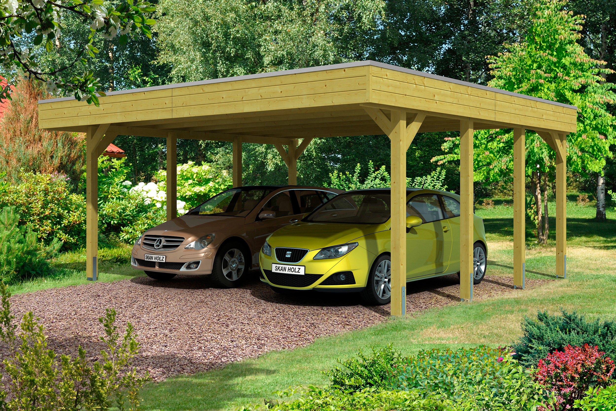 Skanholz Doppelcarport "Friesland" Massivholz 514 cm grün