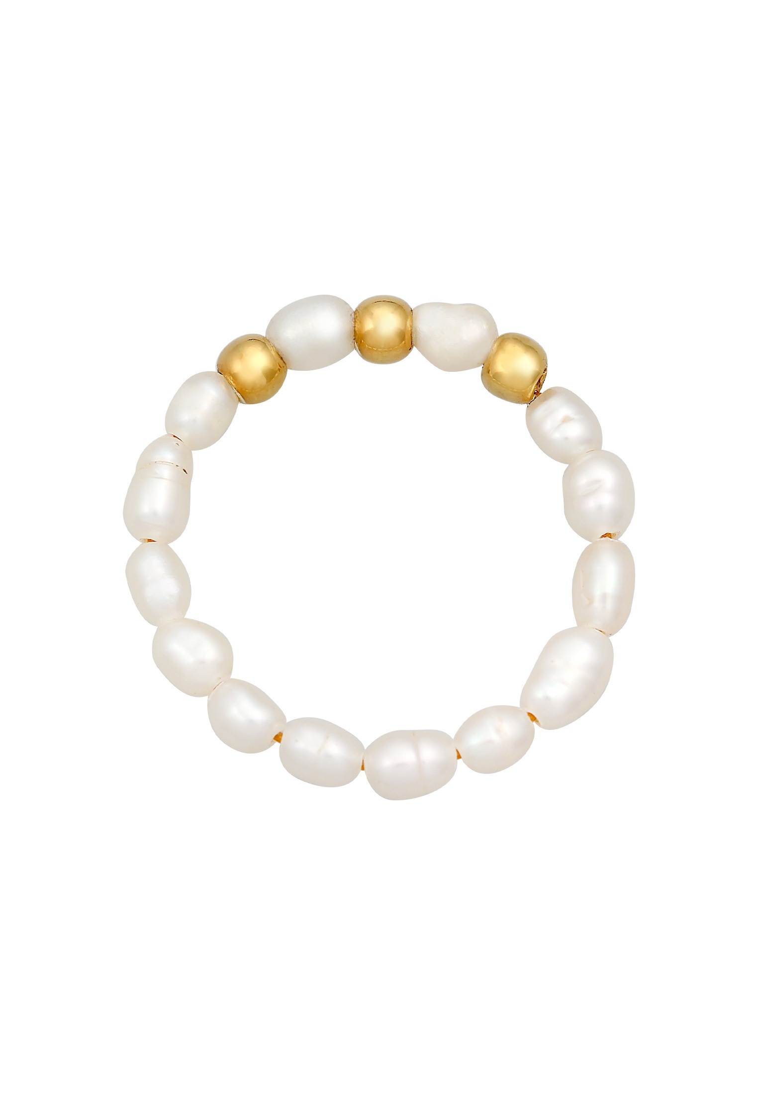 Elli Perlenring »Ring Süßwasserperlen Beads 925 Silber vergoldet«