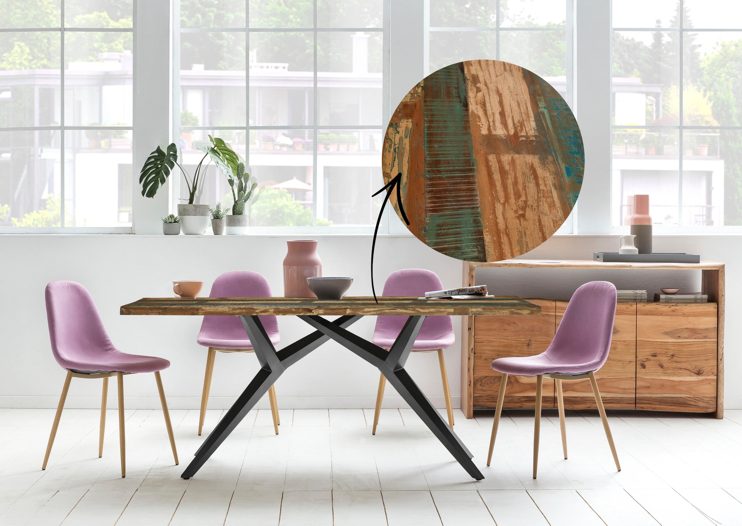 SIT Esstisch, Platte Altholz lackiert