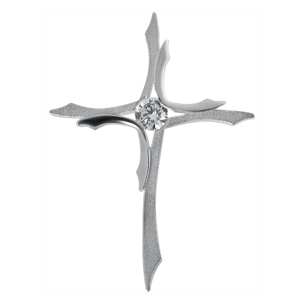 JOBO Kettenanhänger »Anhänger Kreuz« 925 Silber mit 1 Zirkonia