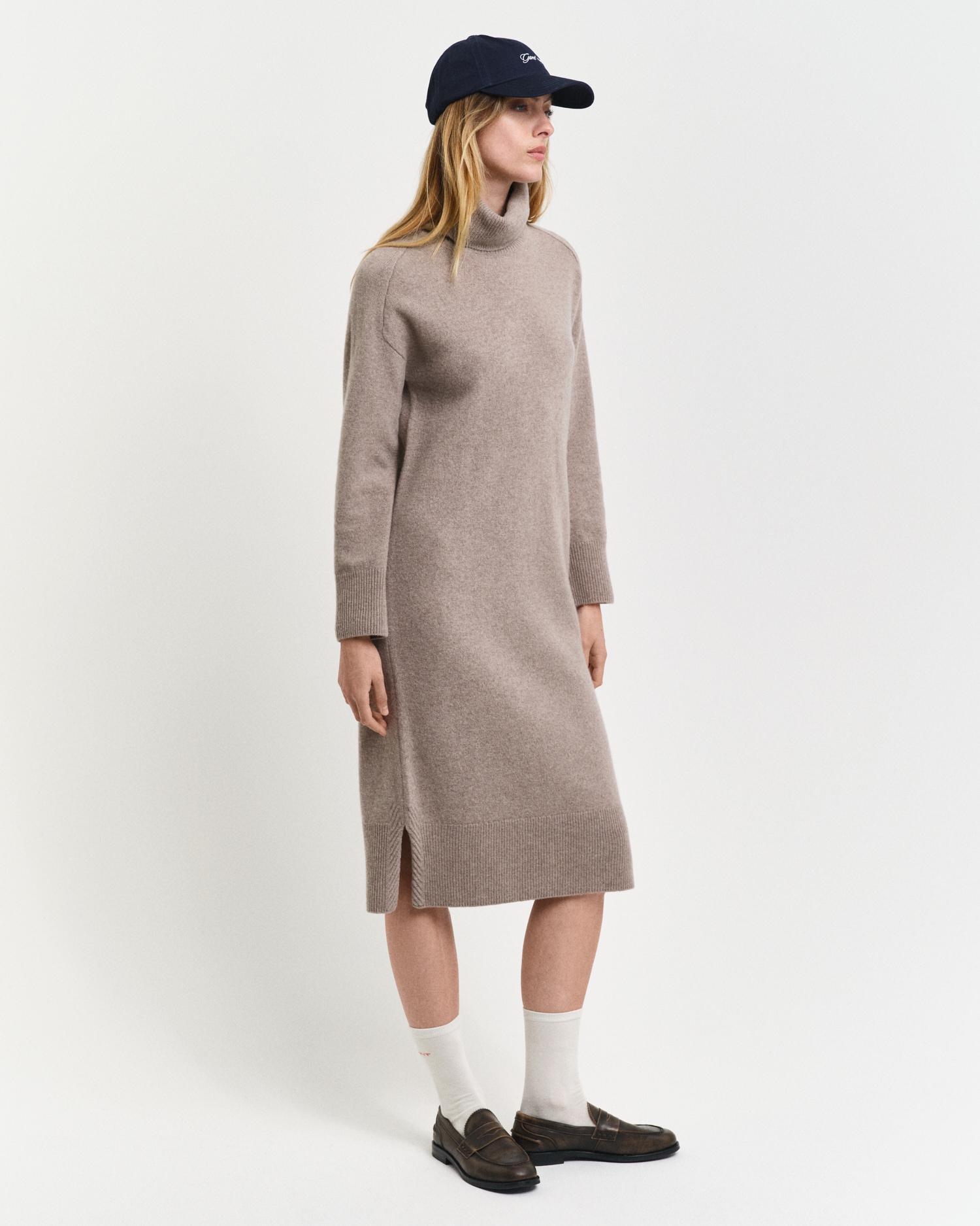 Gant Midikleid »HERRINGBONE DETAIL ROLLNECK DRESS«, mit Rollkragen