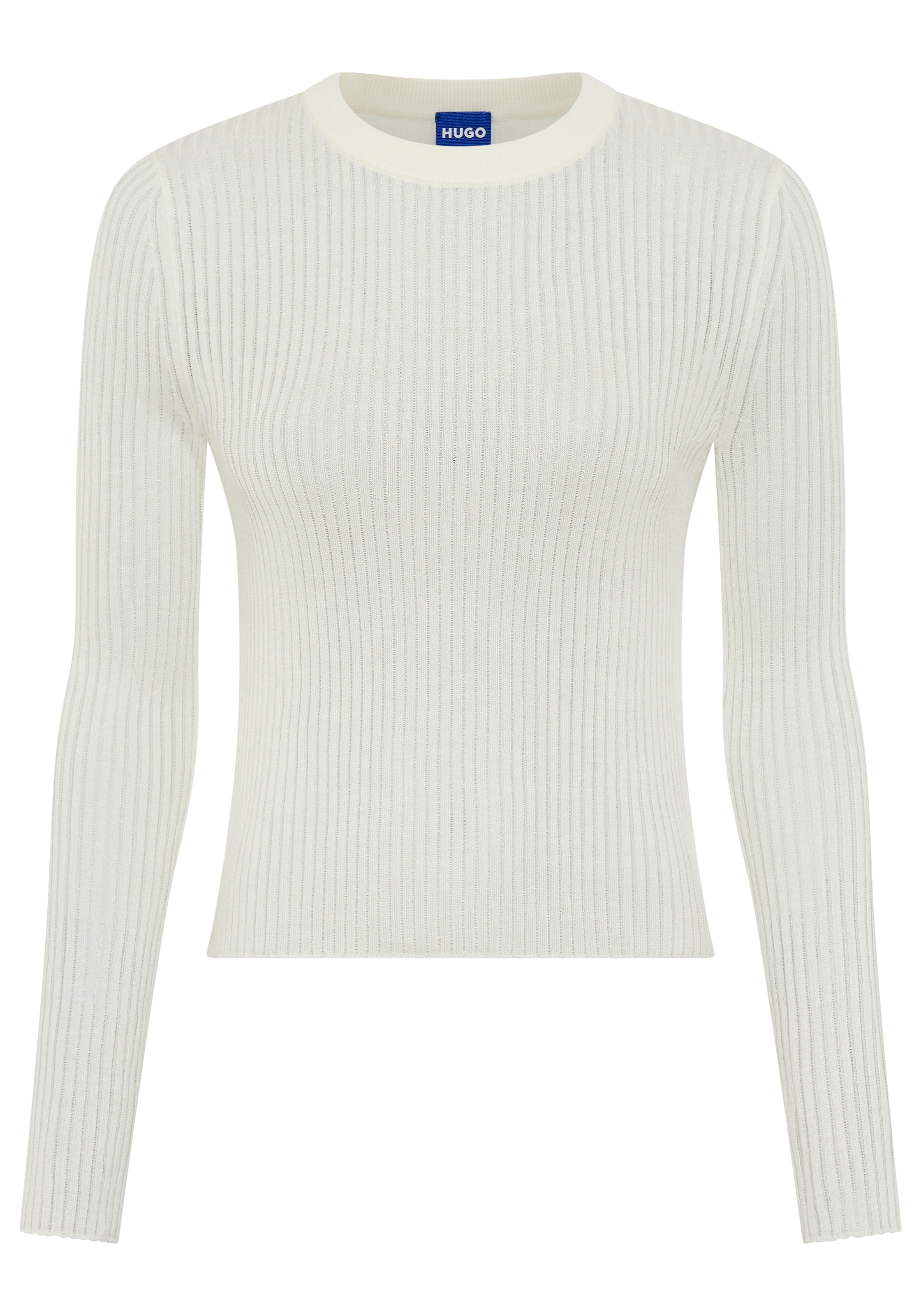 HUGO Blue Rundhalspullover "Somya" Rippstrick im Viskosemix günstig online kaufen