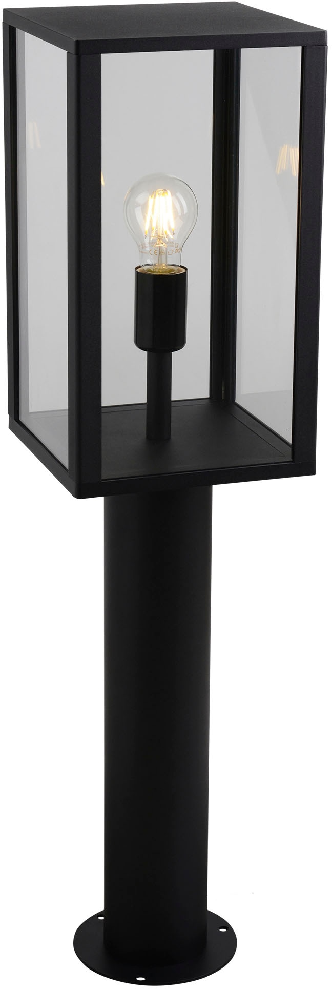 näve Außen-Stehlampe »AILA«, 1 flammig, Leuchtmittel E27 | ohne Leuchtmittel, Sockelleuchte, eckig, exkl. 1x E27 60W, Glas, Aluminium, schwarz