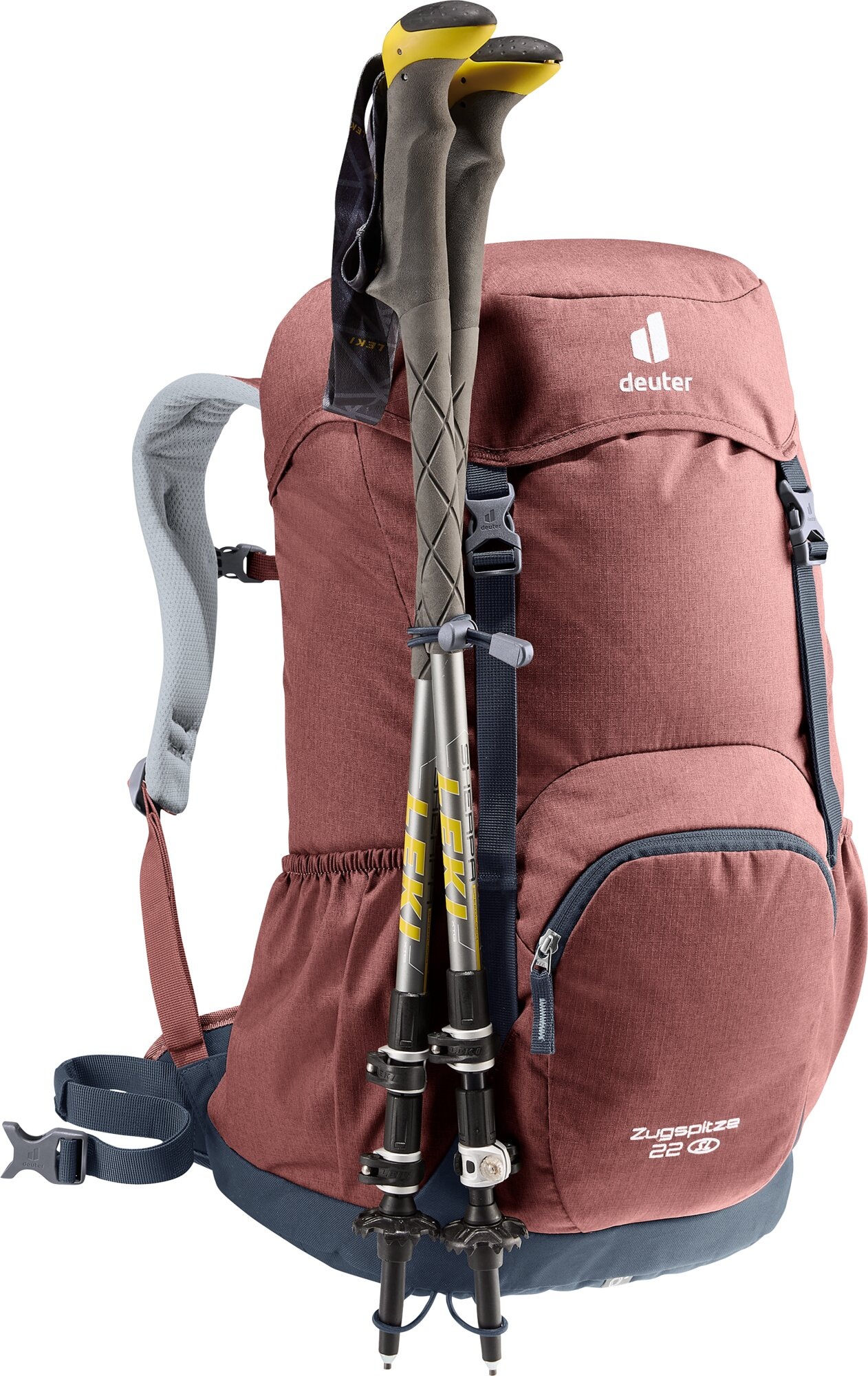 Wanderrucksack DEUTER "ZUGSPITZE 22 L", rot (caspia, ink), Rucksäcke, B/H/T: 34cm x 52cm x 22cm, Web, Polyester, unifarben, für ausgedehnte Touren, mit 22 Liter Volumen, mit Regenhülle, B:34cm H:52cm T:22cm 3