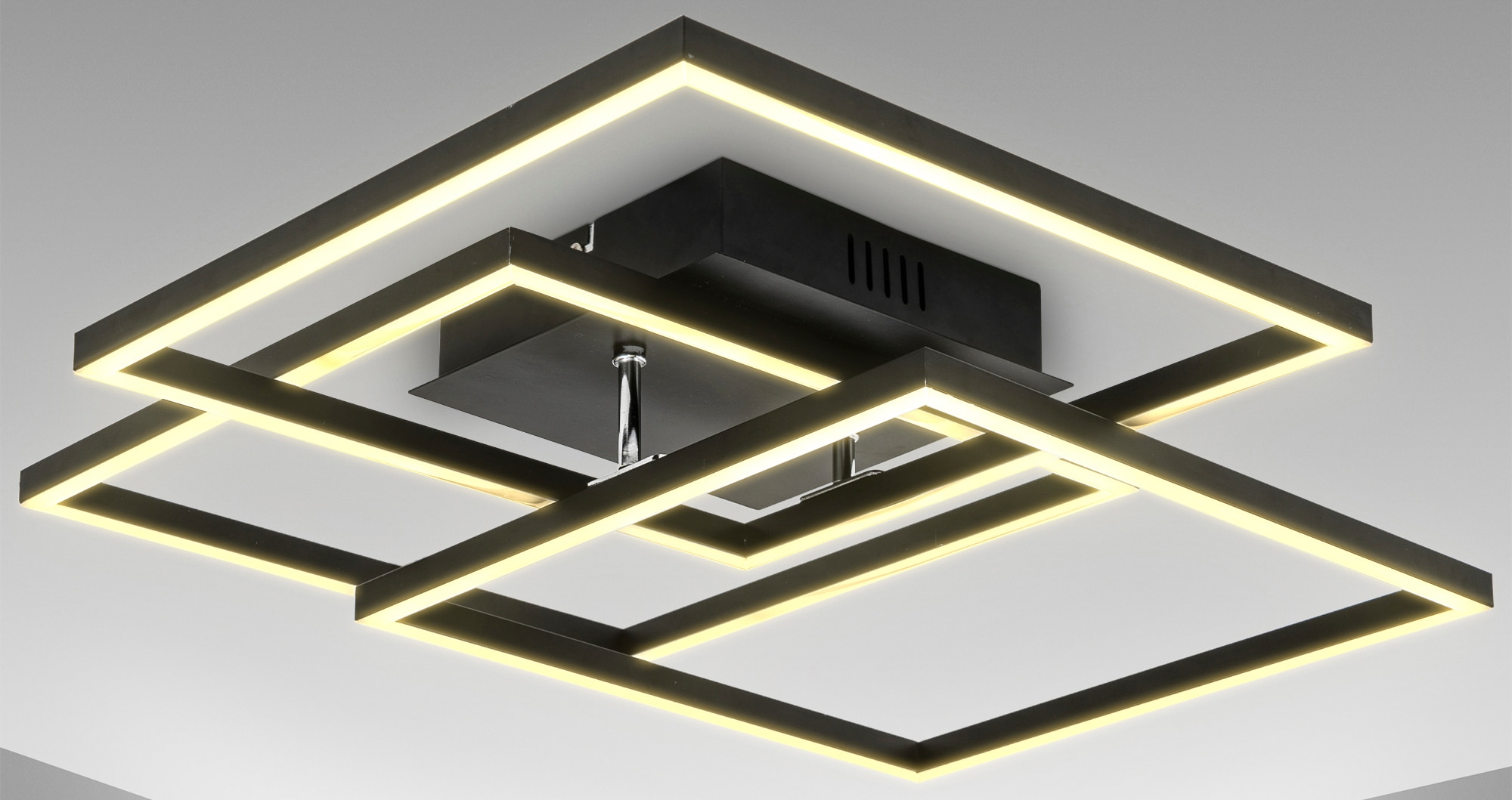 B.K.Licht LED Deckenleuchte »BK_FR1505 LED Deckenlampe, Frame, Schwenkbar, Schwarz«, 1 flammig-flammig, 3-flammig, 3000 K warmweißes Licht, 568x568x95 mm (LxBxH)