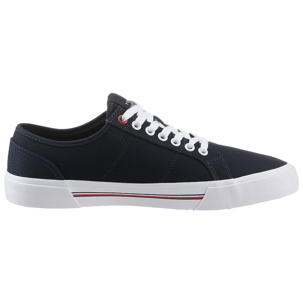 Tommy Hilfiger Sneaker »CORE CORPORATE VULC CANVAS«, mit Streifen im Plateau, Freizeitschuh, Halbschuh, Schnürschuh