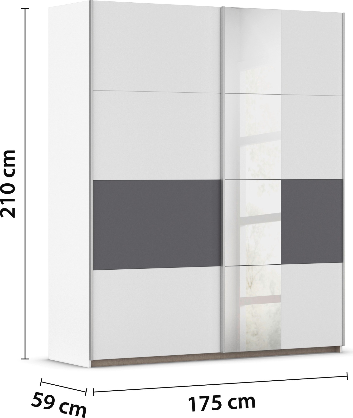 rauch Schwebetürenschrank »Kleiderschrank Schrank Garderobe Schlafzimmerschrank OXFORD«, (in 3 verschiedenen Ausstattungen BASIC/CLASSIC/PREMIUM), mit Griffleisten aus Metall, auch für kleinere Räume MADE IN GERMANY