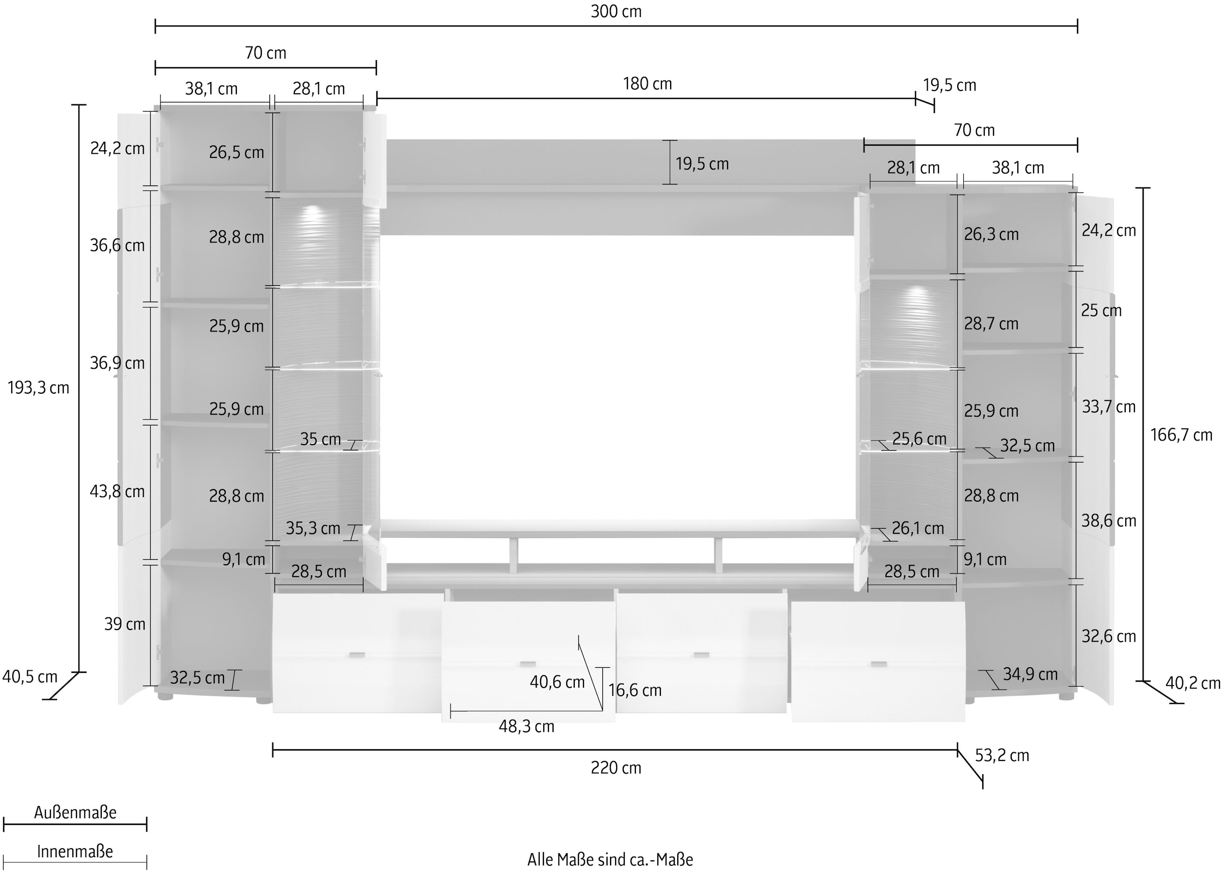 INOSIGN Wohnwand »Trendy«, (Set, 4 St.), ohne Beleuchtung