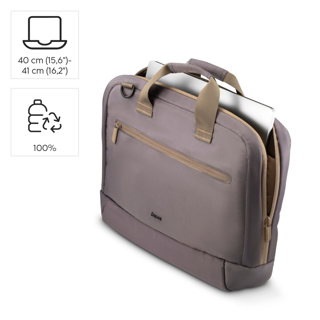 Hama Laptoptasche »Laptoptasche 15,6“ – 16,2“ (leicht, gepolstert, wasserfest, 2 Fächer)«, Nachhaltig, recycled