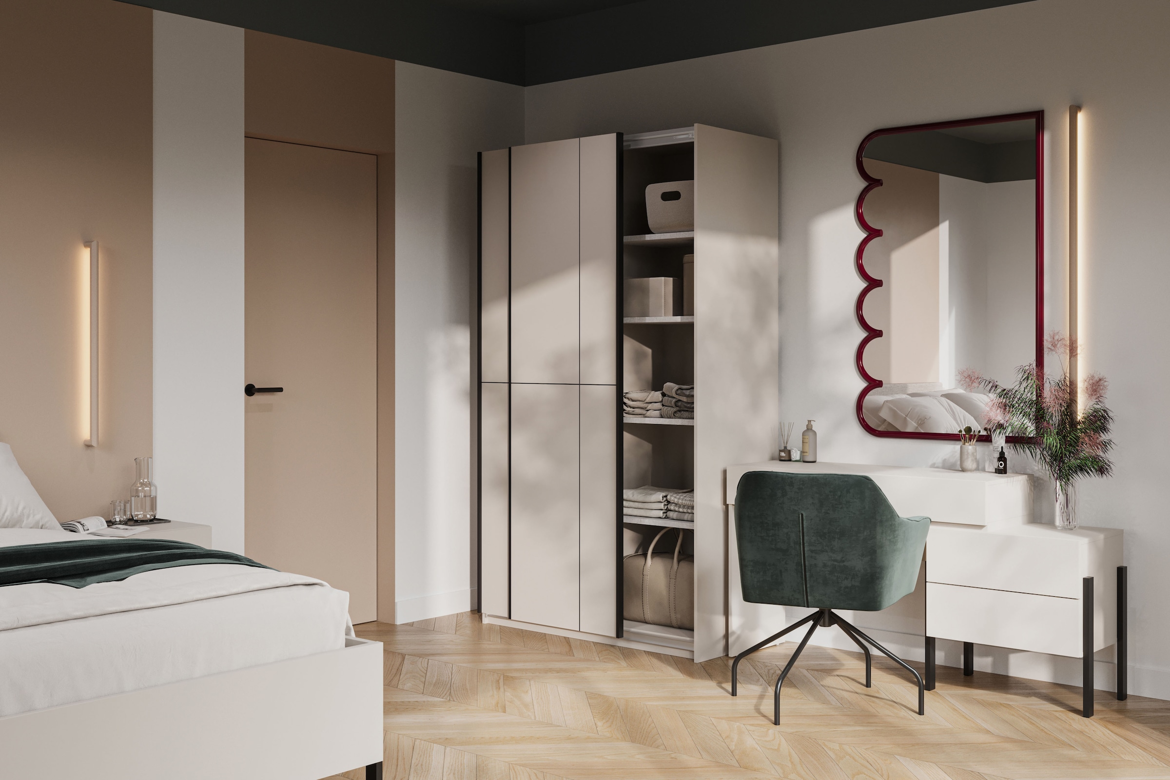 Home affaire Schiebetürenschrank »Cube Garderobenschrank incl.kompletter Innenausstattung« Moderner Kleiderschrank, Schiebetürenschrank, Garderobe