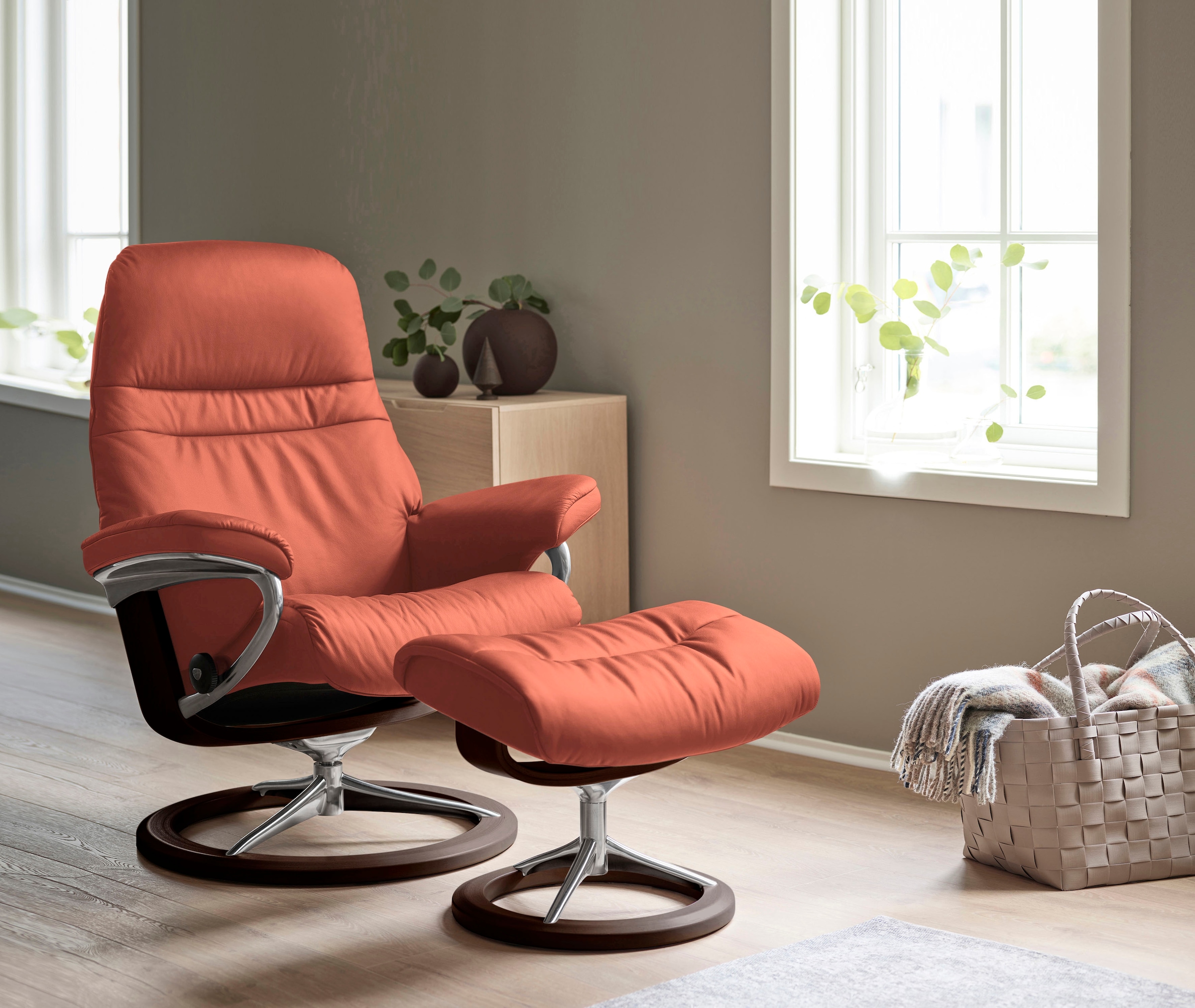 Stressless Fußhocker "Sunrise", mit Signature Base, Gestell Braun