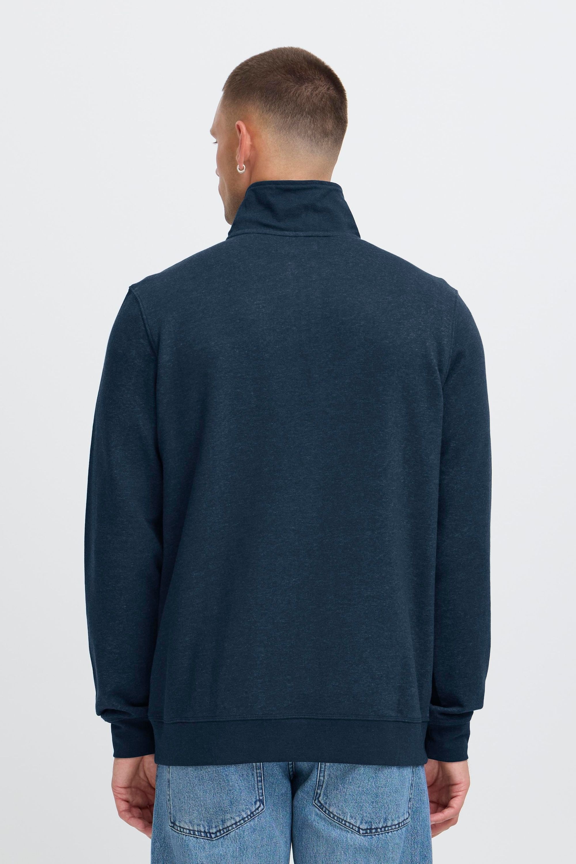 Troyer BLEND "BHPomes", Herren, Gr. XXL, blau (marineblaus melange), Sweatware, 60% Baumwolle, 40% Polyester, unifarben, normal normal, hoch geschlossener Ausschnitt, Pullover Troyer, Klassischer Sweat-Troyer mit Taschen 6