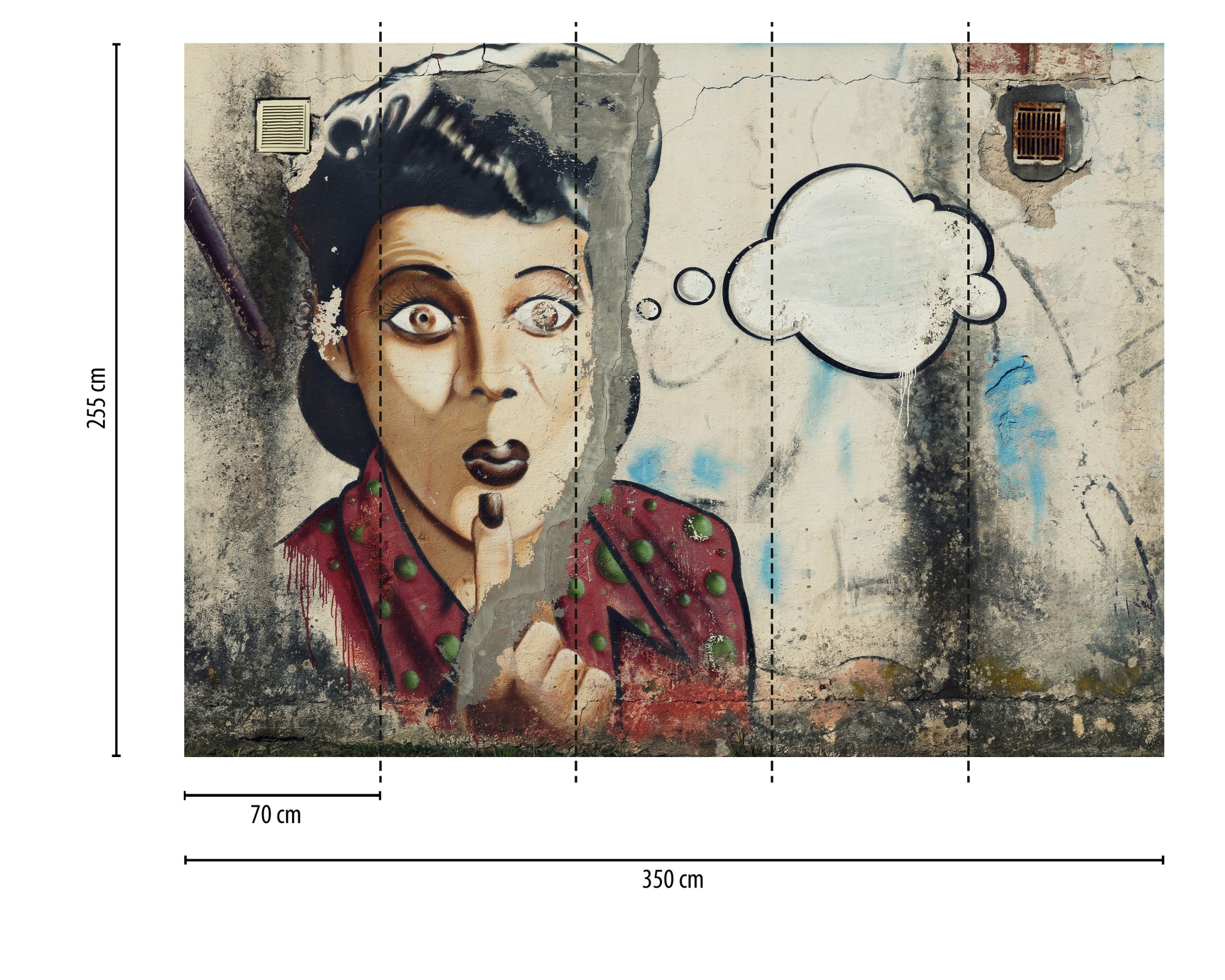 A.S. Création Vliestapete »Streetart Fototapete PopArt Frau Vintage Bunt« matt strukturiert