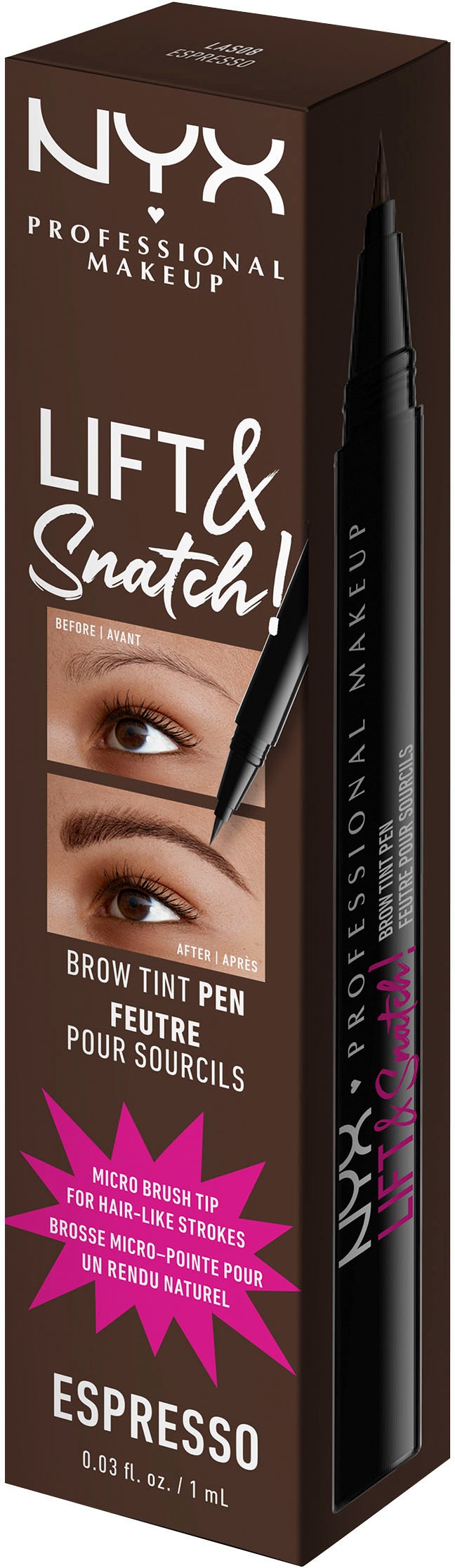 NYX Augenbrauen-Stift »Professional Makeup Lift & Snatch Brow Tint Pen«, mit ultra dünner Spitze