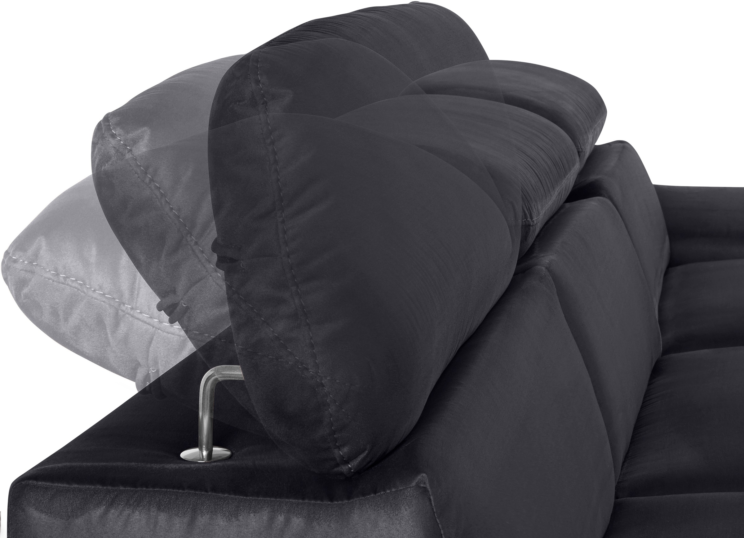 COTTA Ecksofa »Lola L-Form mit Kopfteilfunktion & Hocker«, (Set, mit Hocker), wahlweise mit Bettfunktion, Bettkasten & Armteilverstellung