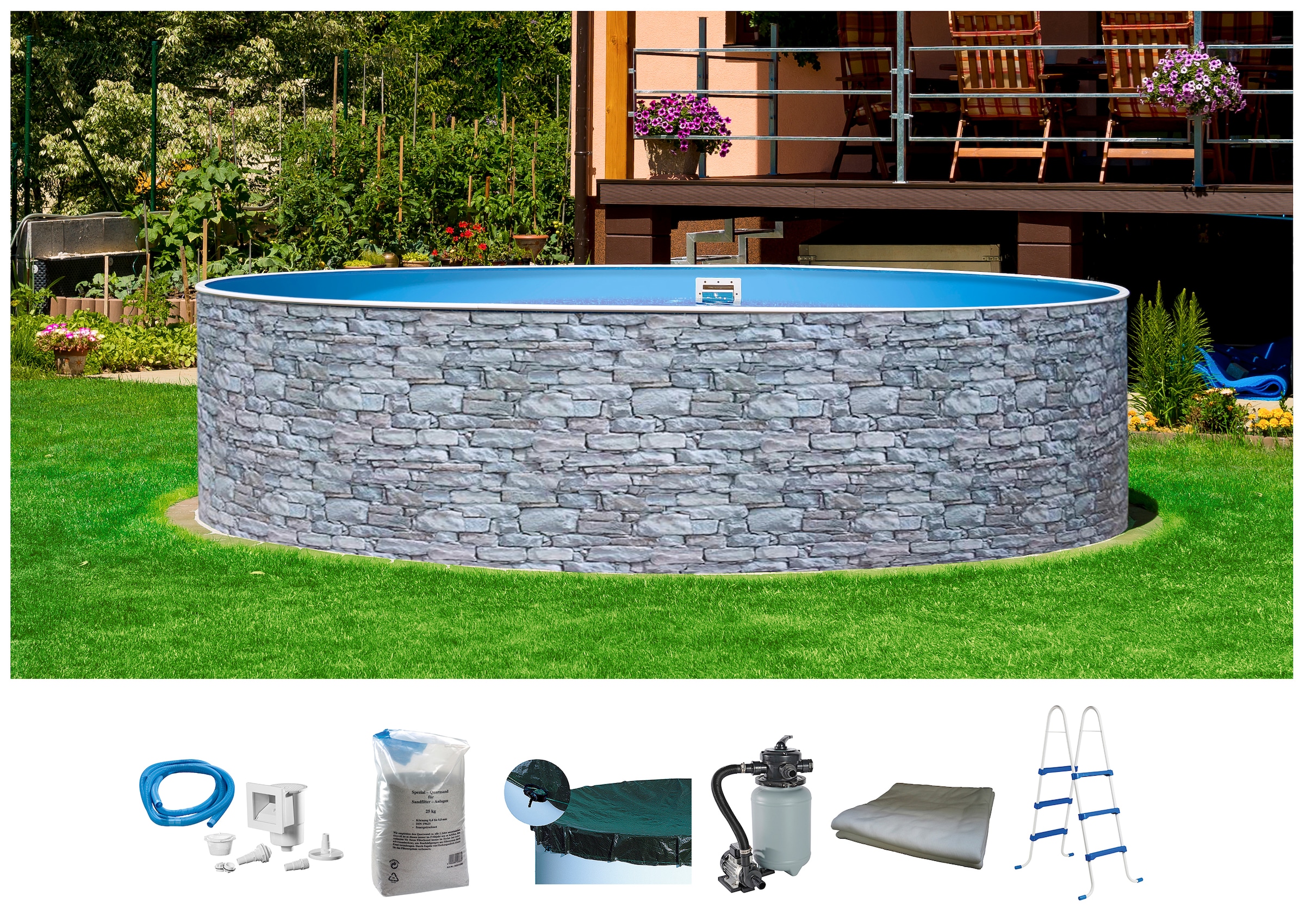 my POOL BWT Rundpool "STONE 2" Steindekor, in verschiedenen Farben günstig online kaufen