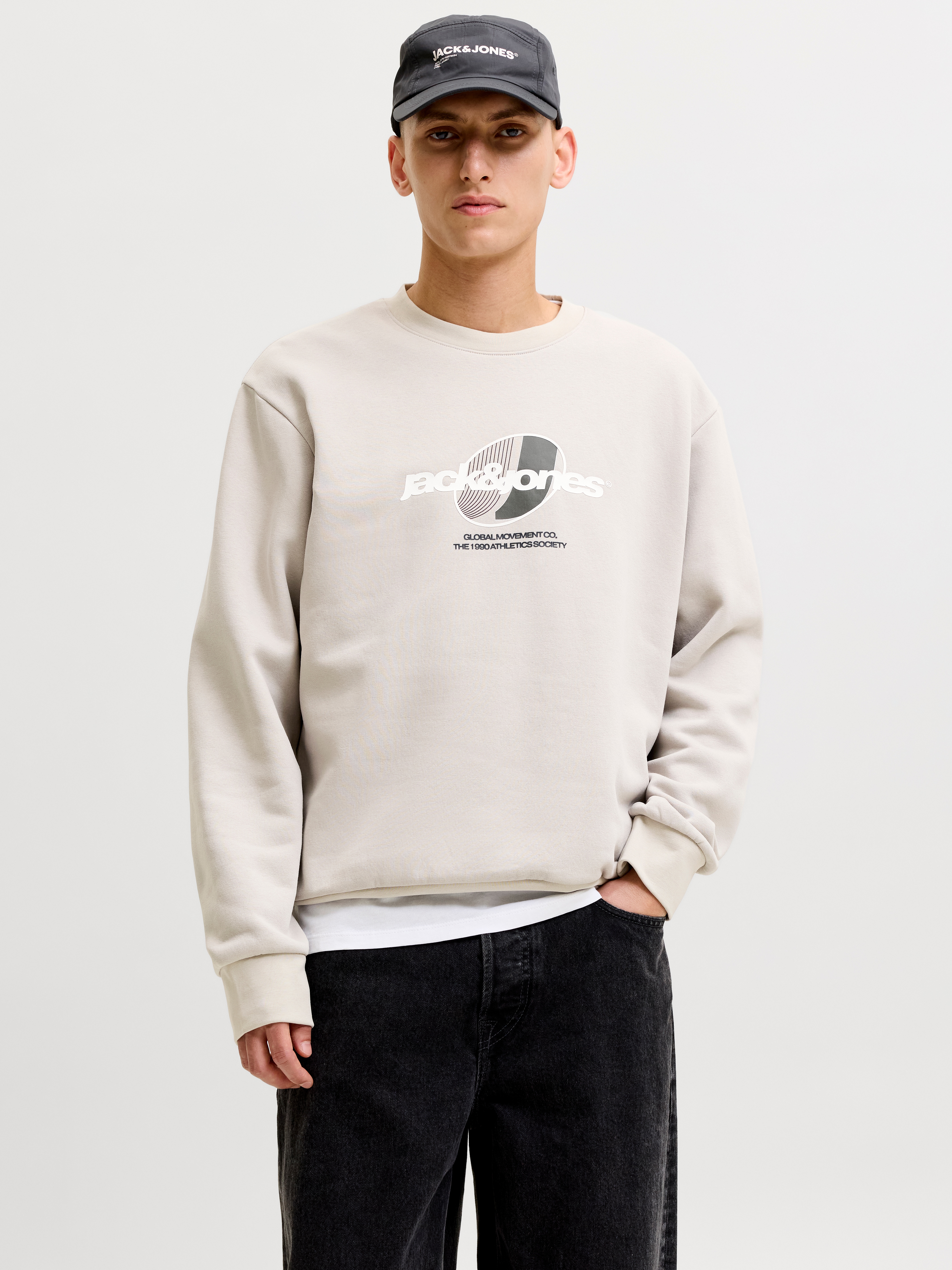 Jack & Jones Sweatshirt "JCOCLUB BRANDING SWEAT CREW NECK", Baumwollmischung, regular fit