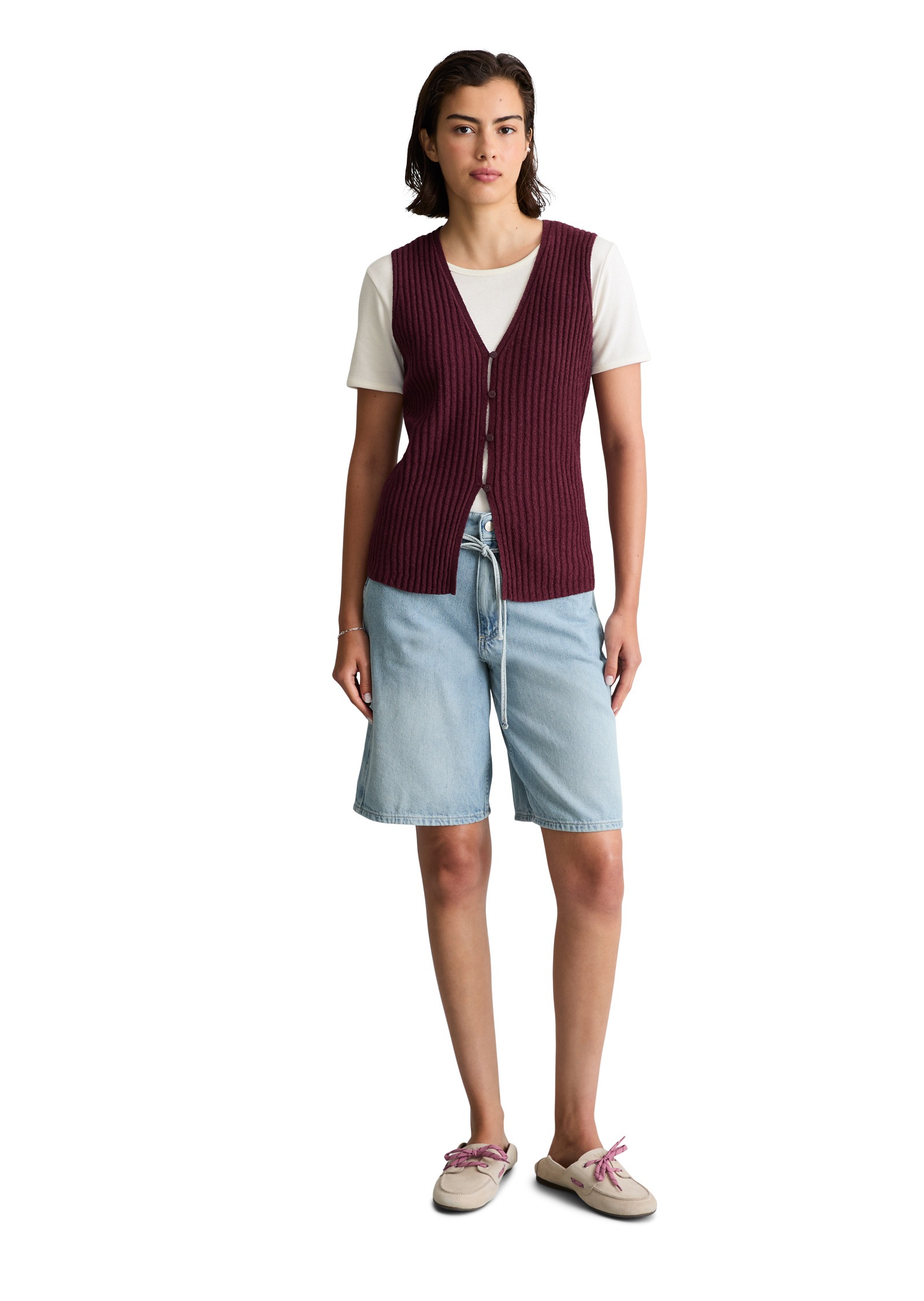 Marc O'Polo DENIM Strickweste »aus geripptem Organic Cotton-Mix«