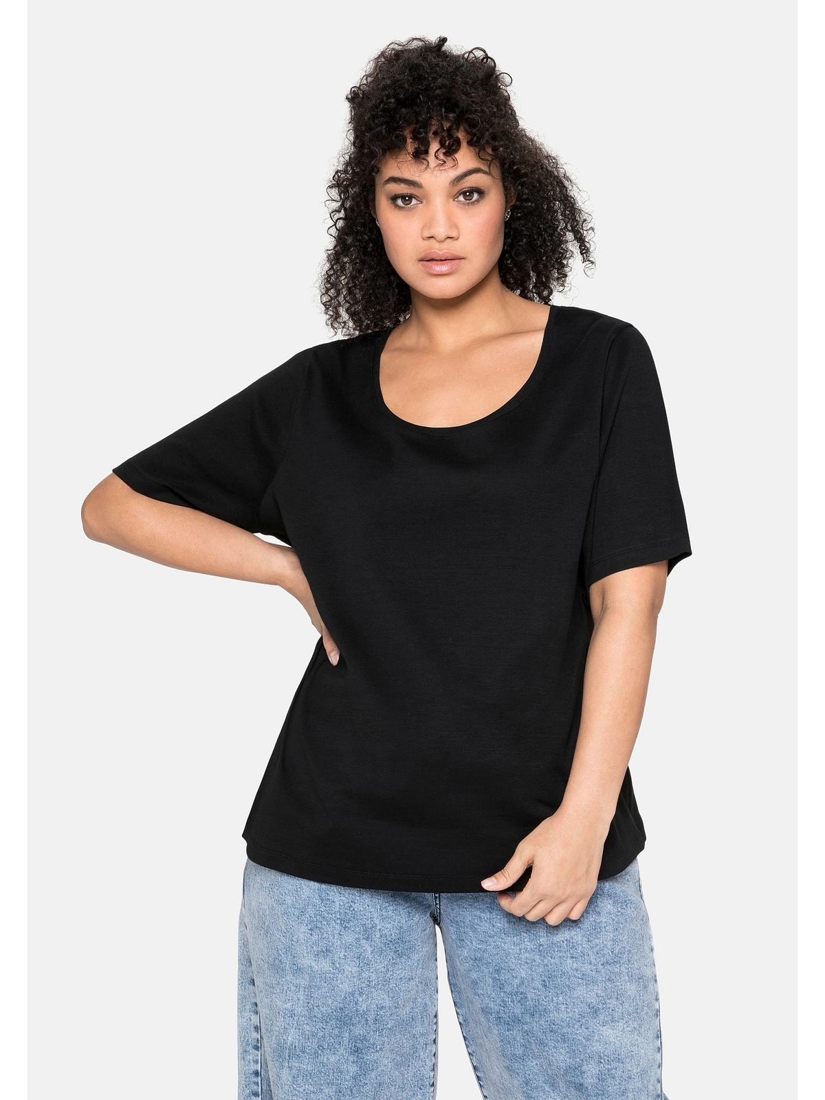 Sheego T-Shirt dekorativer Größen«, kaufen | Falte für BAUR »Große vorne mit