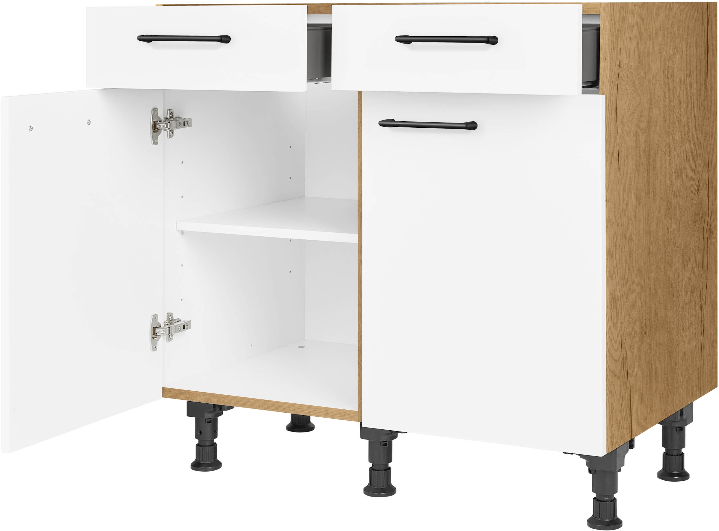 nobilia® Unterschrank »"MIAMI", vormontiert, Breite 90 cm, Soft-Close-Funktion« bei den Schubkästen, inkl. höhenverstellbare Sockelfüße
