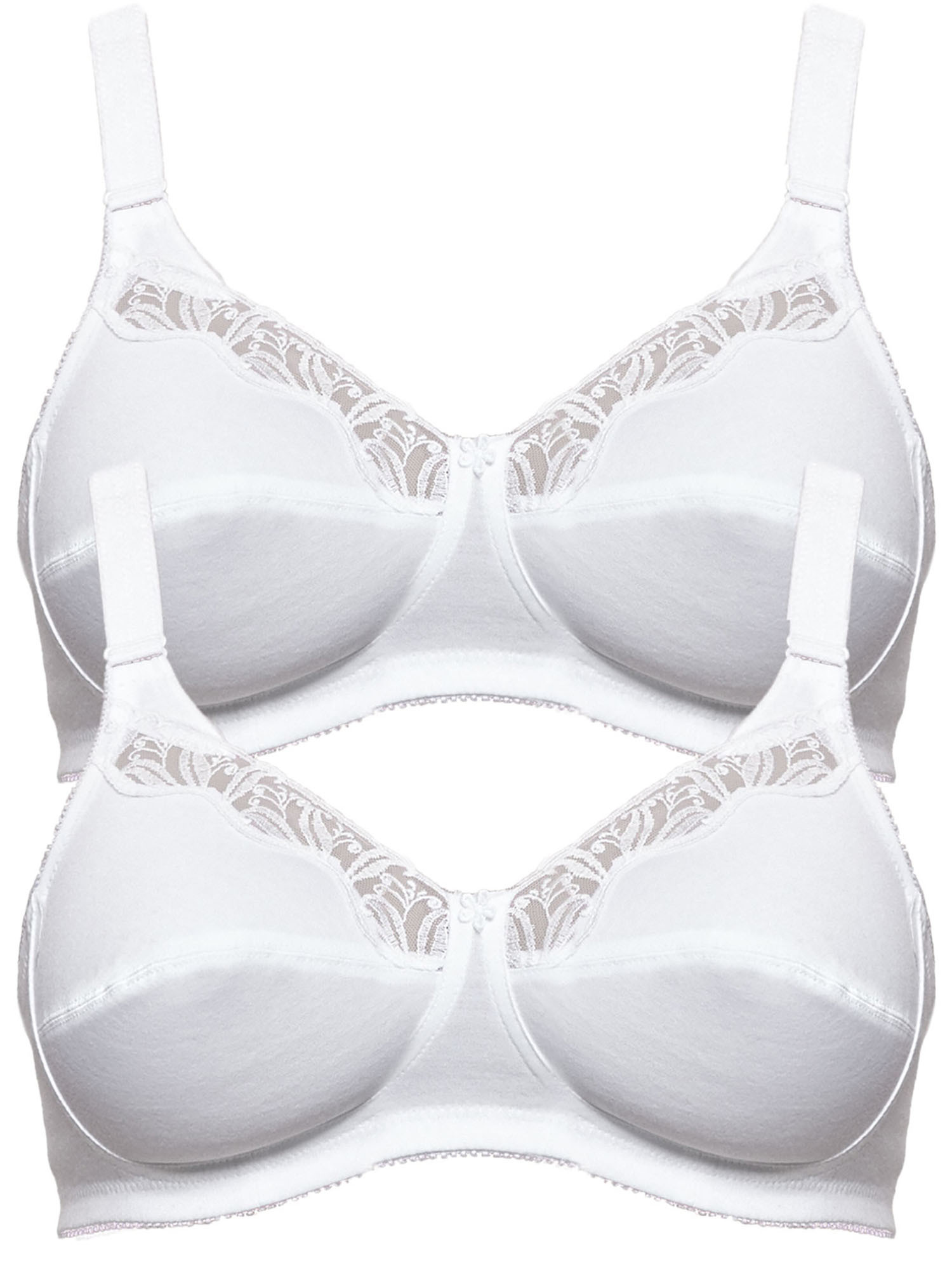 SUSA Damen Bügelloser BH "2er Pack BH ohne Bügel Cotton", Gr. 85, weiß, Obermaterial: 100% Baumwolle CO., BHs