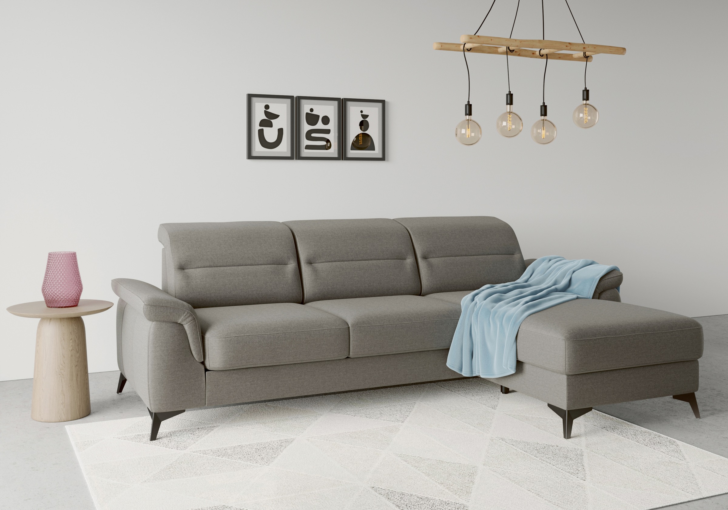 Ecksofa SIT & MORE "Sinatra L-Form", braun (schlamm), B:258cm H:85cm T:170cm, 100% Polyester, Sofas, Ecksofa, mit Recamiere, optional mit Kopfteilverstellung und Armteilfunktion