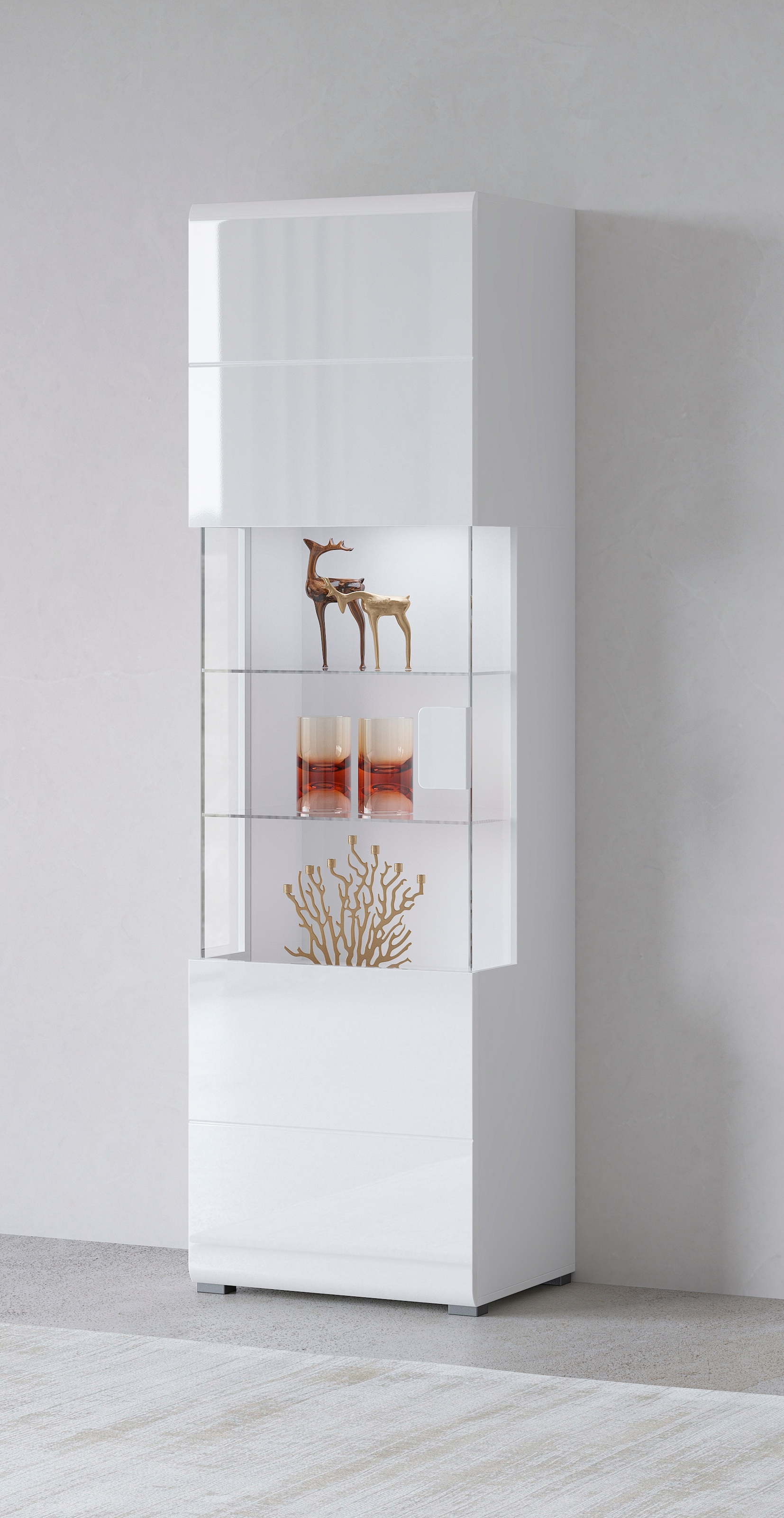 OTTO home Vitrine "Toledo,Höhe 204 cm trendige Glasvitrine mit dekorative F günstig online kaufen