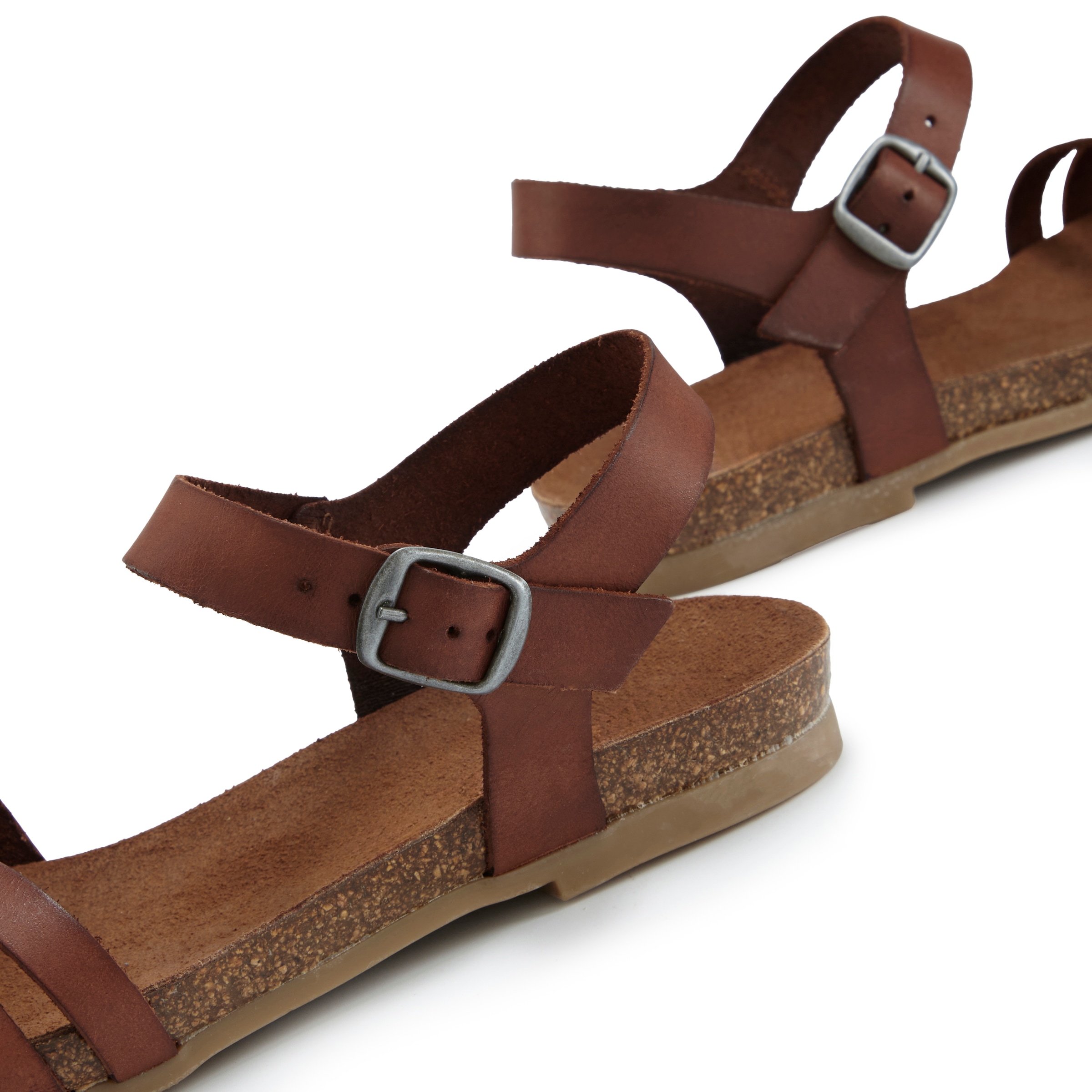 LASCANA Sandale »Sandalette, Sommerschuh,«  aus Leder mit komfortablem Korkfußbett